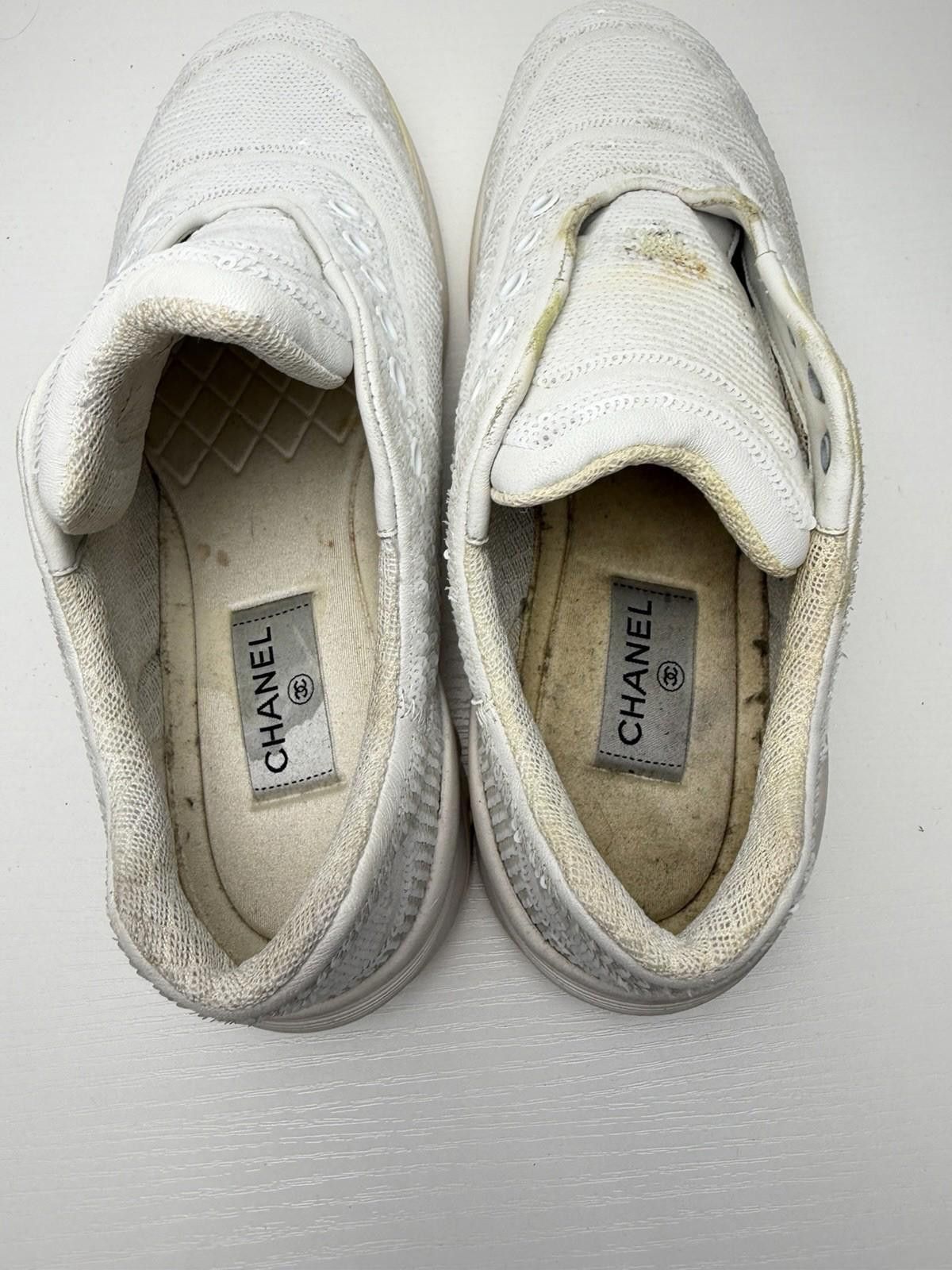 Chanel Chanel Sequin CC Sneakers White Silver Men’s 9 EU 42 Size US 9 / EU 42 - 5 Thumbnail