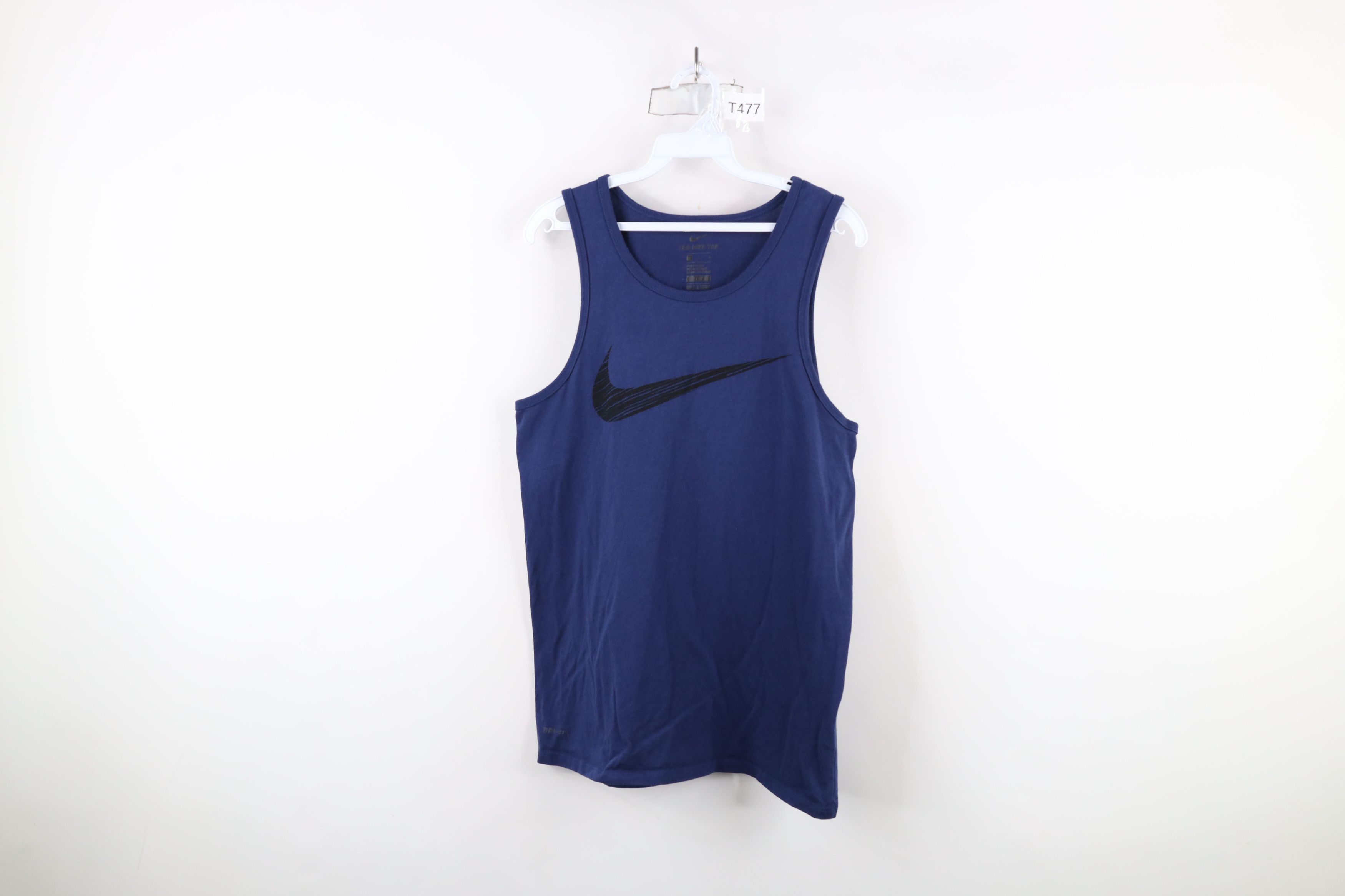 Nike × Vintage Nike Cut Faded Big Swoosh Logo Tank Top T-Shirt Navy Blue Size US M / EU 48-50 / 2 - 1 Thumbnail