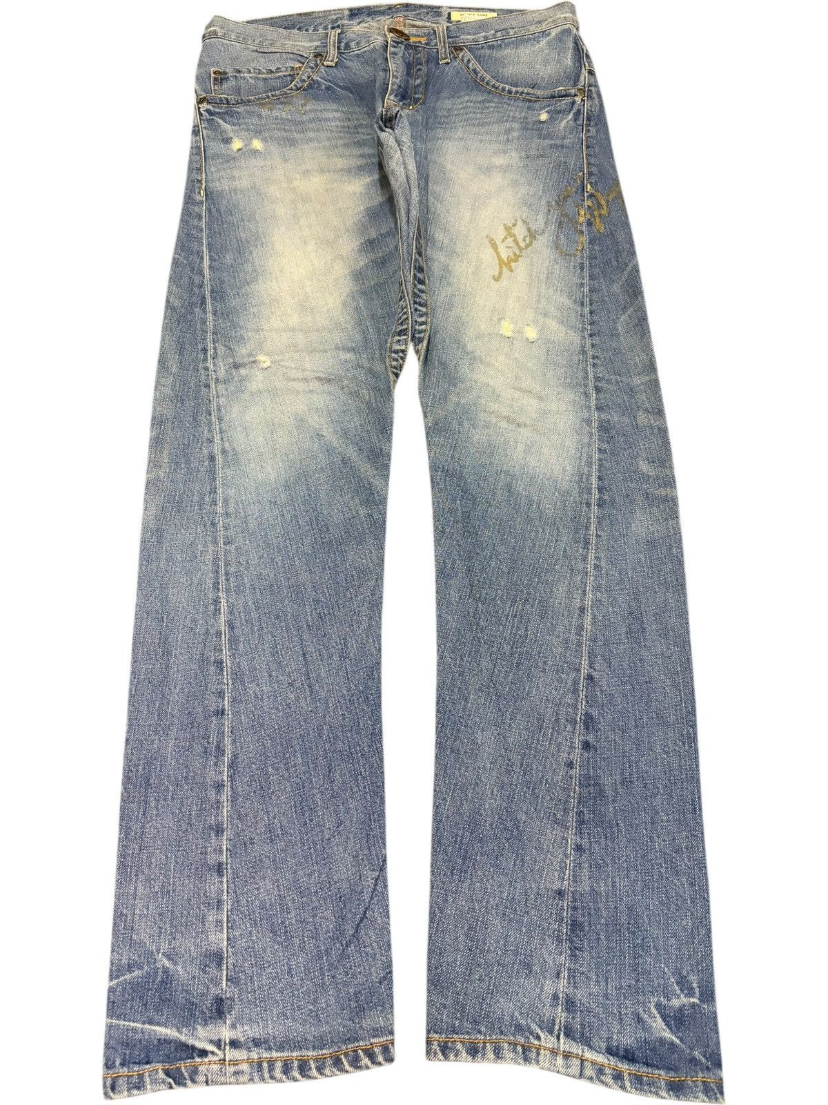 Edwin Vintage Japanese Brand Printed Distressed Jeans Size 33" - 1 Thumbnail