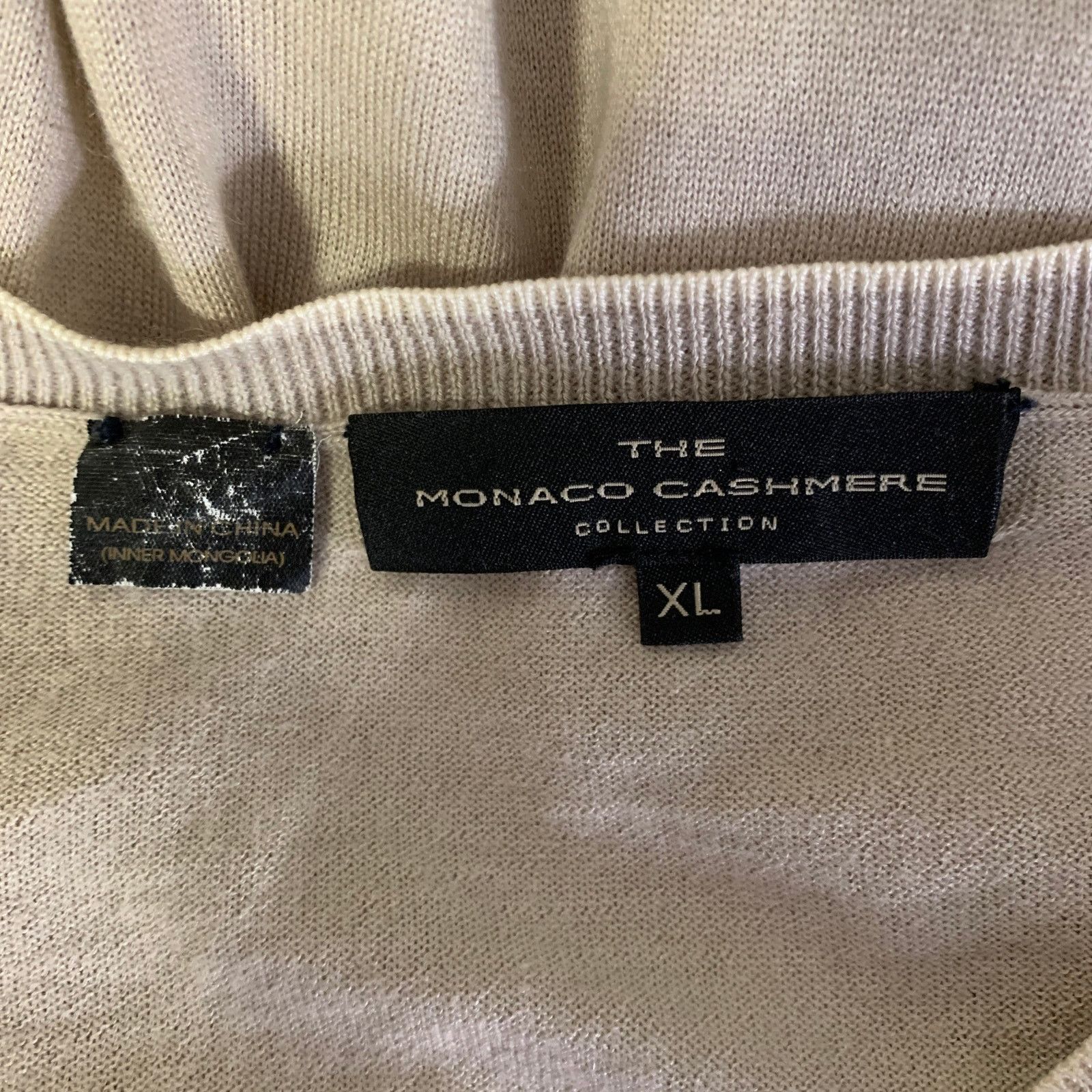 Other THE MONACO CASHMERE XL Beige Cashmere Silk V-Neck Pullover Size US XL / EU 56 / 4 - 4 Thumbnail