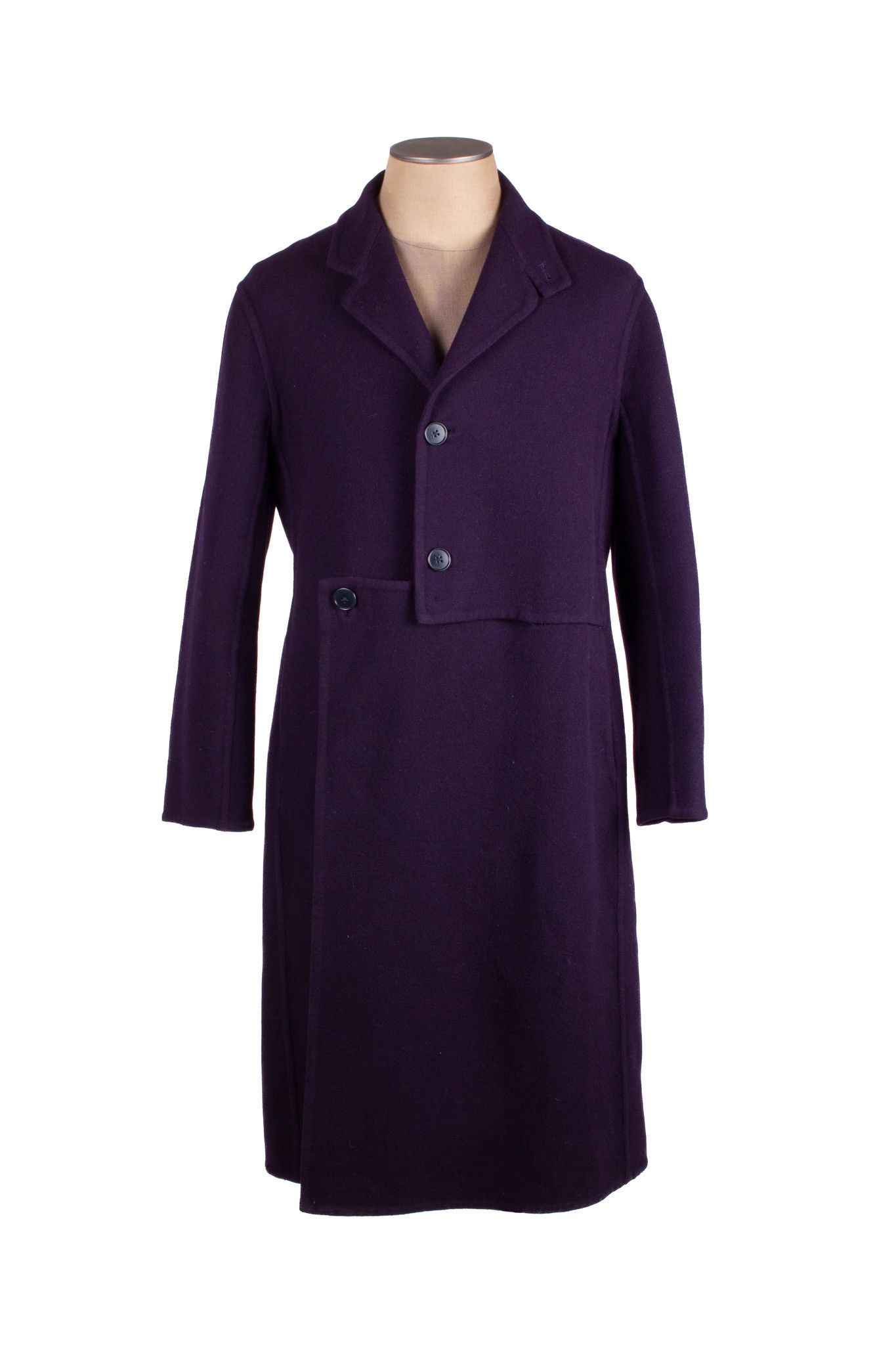 image of J W Anderson J.w. Anderson Dark Blue Wool Cashmere Blend Long Coat, Men's (Size Large)
