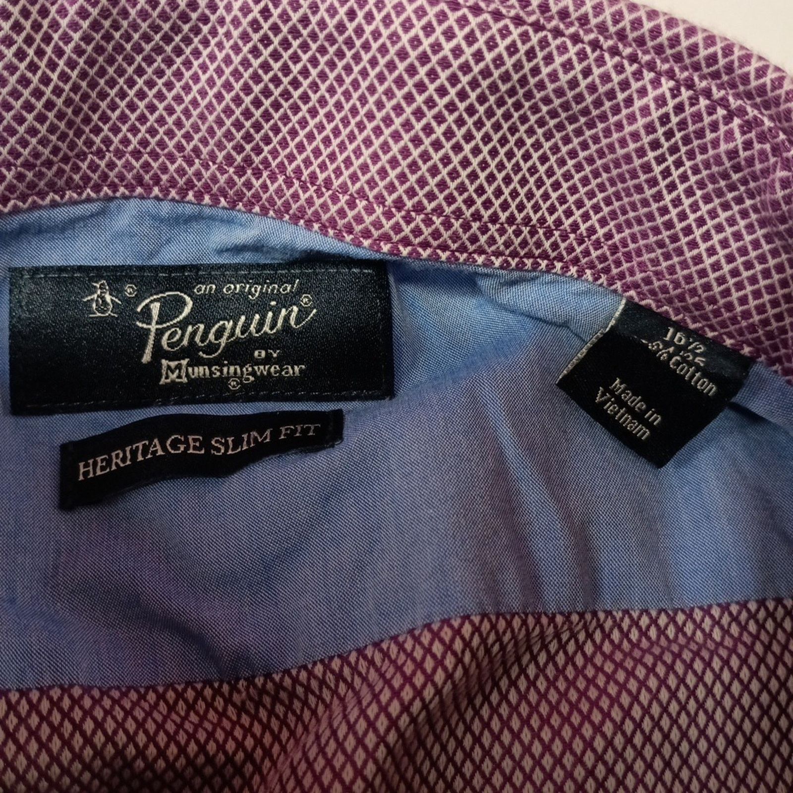 Original Penguin Penguin Munsingwear Shirt Size 16 1/2 34/35 Slim Fit Purple Size US S / EU 44-46 / 1 - 4 Thumbnail