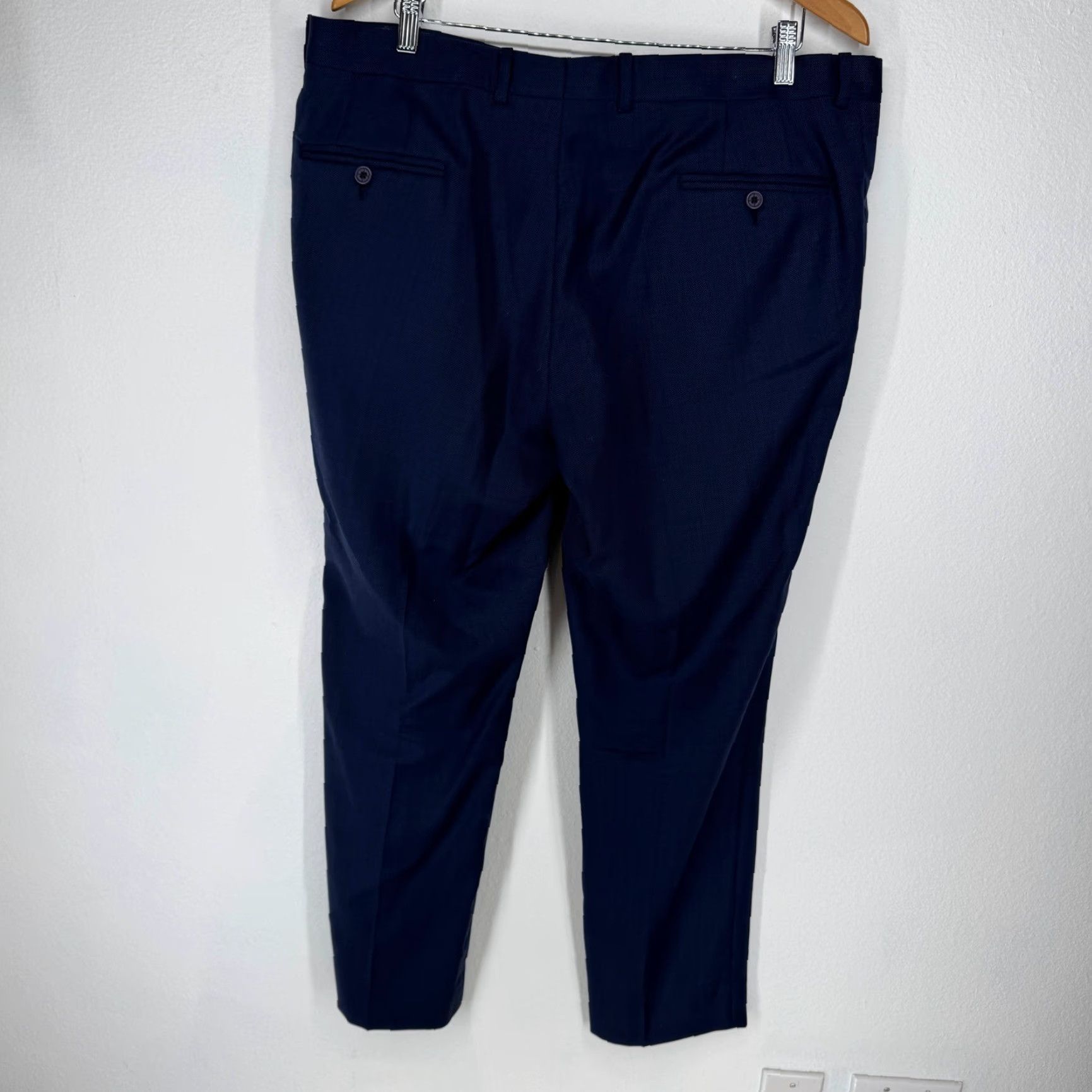 Ted Baker Ted Baker London Mens 37R Navy Blue 100% Wool Micro Pattern Dress Pants TBT4001 Size US 37 - 7 Thumbnail