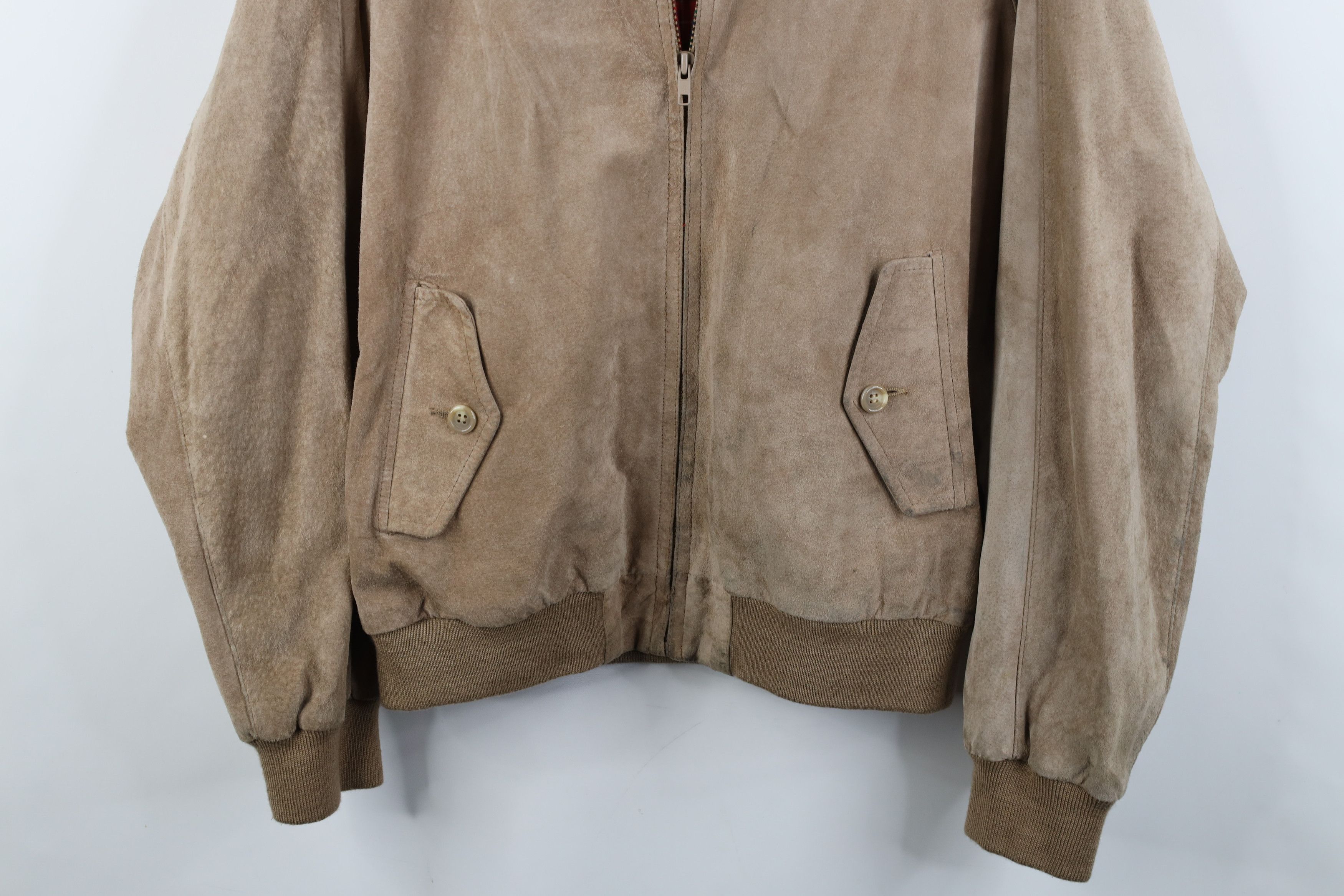 Vintage Vintage 90s Streetwear Leather Knit Bomber Jacket Beige Size US XL / EU 56 / 4 - 3 Thumbnail