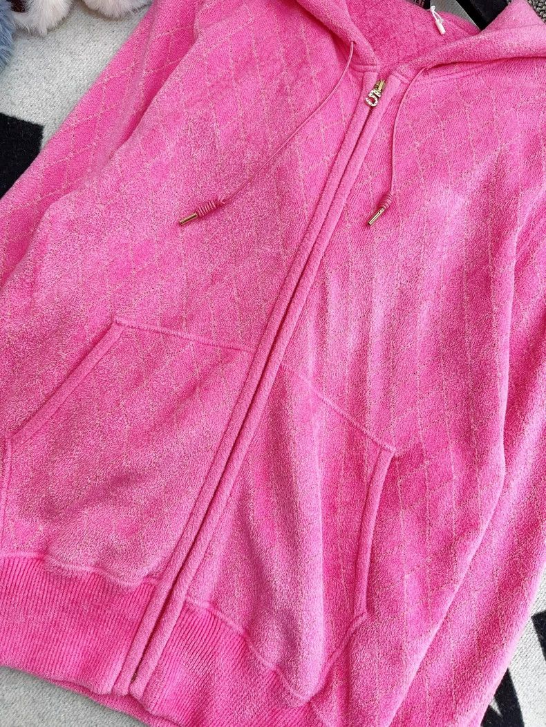 Chanel Chanel Peach pink and gold diamond checkered hooded velvet Size XXS / US 00 / IT 34 - 3 Thumbnail