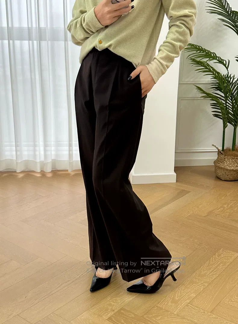 Hermes Hermes Fine Wool Pleated Straight Trousers - Caramel Size 25" / US 0 / IT 36 - 1 Thumbnail