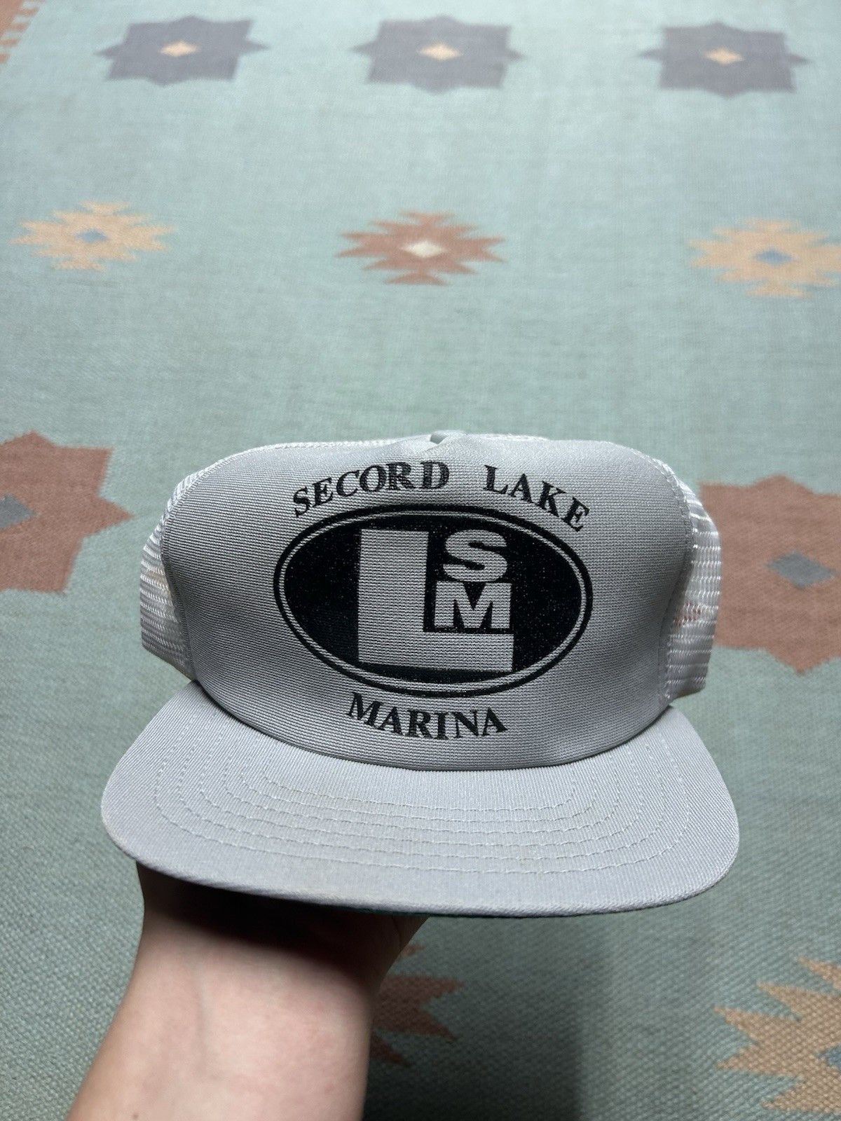 Vintage 80s trucker hat Secord Lake marina Michigan boat USA new era Size ONE SIZE - 2 Thumbnail