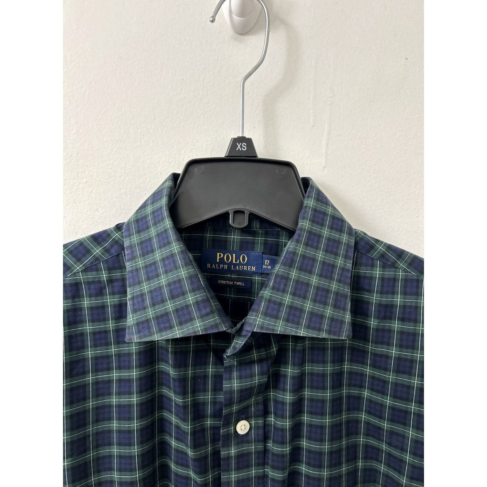 Polo Ralph Lauren Polo Ralph Lauren Stretch Twill Shirt Mens 17 34-35 Blue Plaid Button Up Check Embroidered Collar Down Cotton Twill Size US XL / EU 56 / 4 - 5 Thumbnail