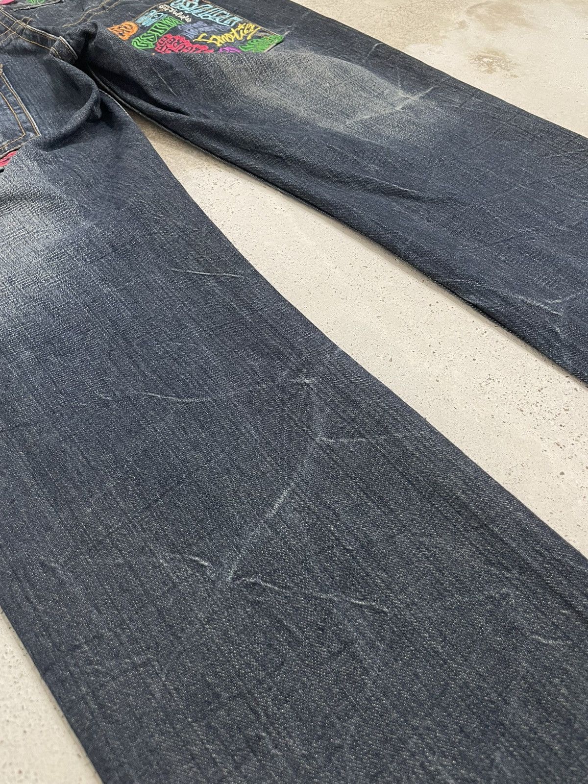 Designer × Japanese Brand Y2K Graffiti Embroidery Honeycomb Whisker Button Denim Size US 33 - 14 Thumbnail