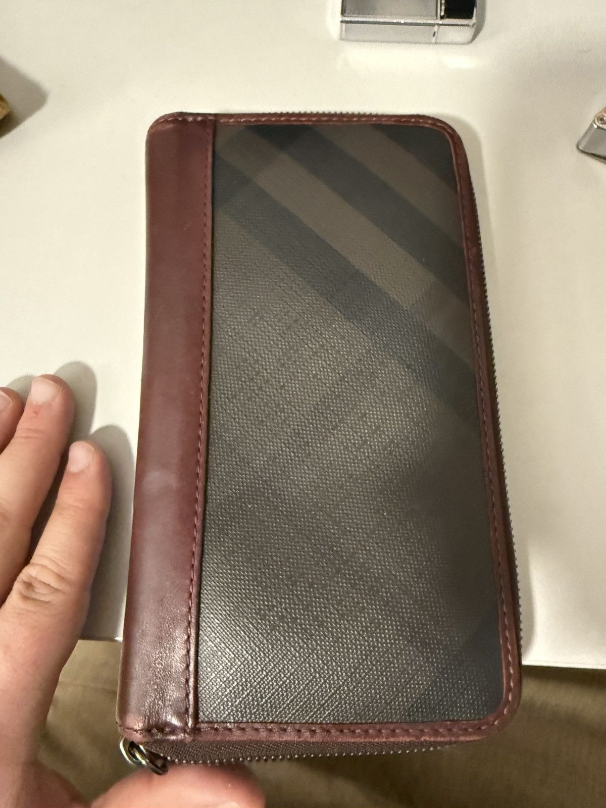 Burberry Burberry Wallet Burgundy With Classic Pattern Size ONE SIZE - 1 Thumbnail