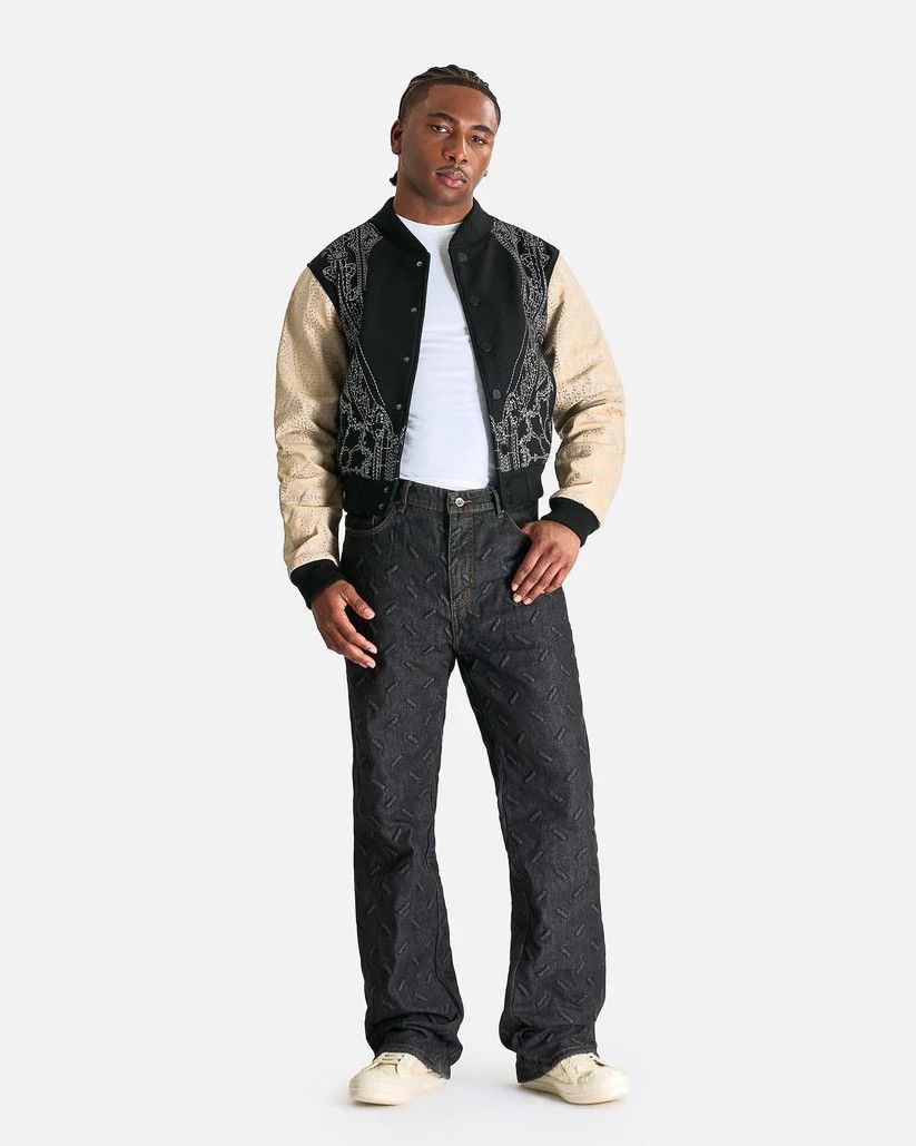 Who Decides War o1s1v1r1oon0925 Notre Dame Varsity Jacket in Black/Coal Size US L / EU 52-54 / 3 - 4 Thumbnail