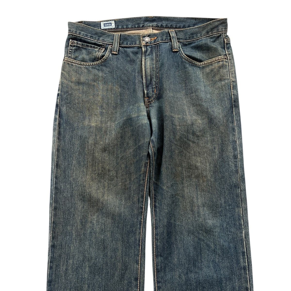 Edwin × Japanese Brand Vintage Japan Edwin 403 Mud Wash Distress Style Jeans Size US 33 - 2 Thumbnail