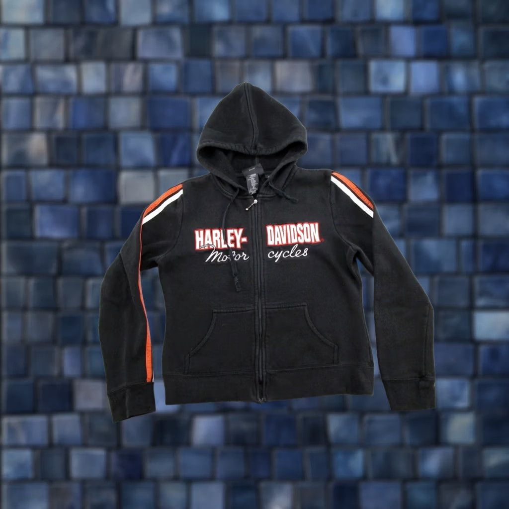 Harley Davidson Harley-Davidson Womens Full Zip Up Embroidered Hoodie Sweatshirt M Black Hooded Biker Shirt Size M / US 6-8 / IT 42-44 - 1 Thumbnail
