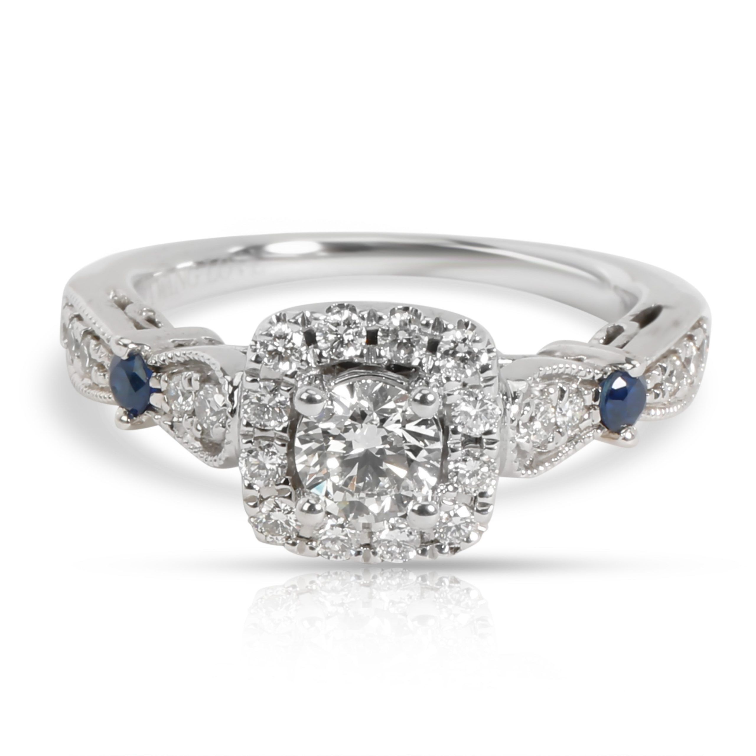 image of Vera Wang Love Collection Diamond & Blue Sapphire Vintage-Style Ring In 14K Gold, Women's
