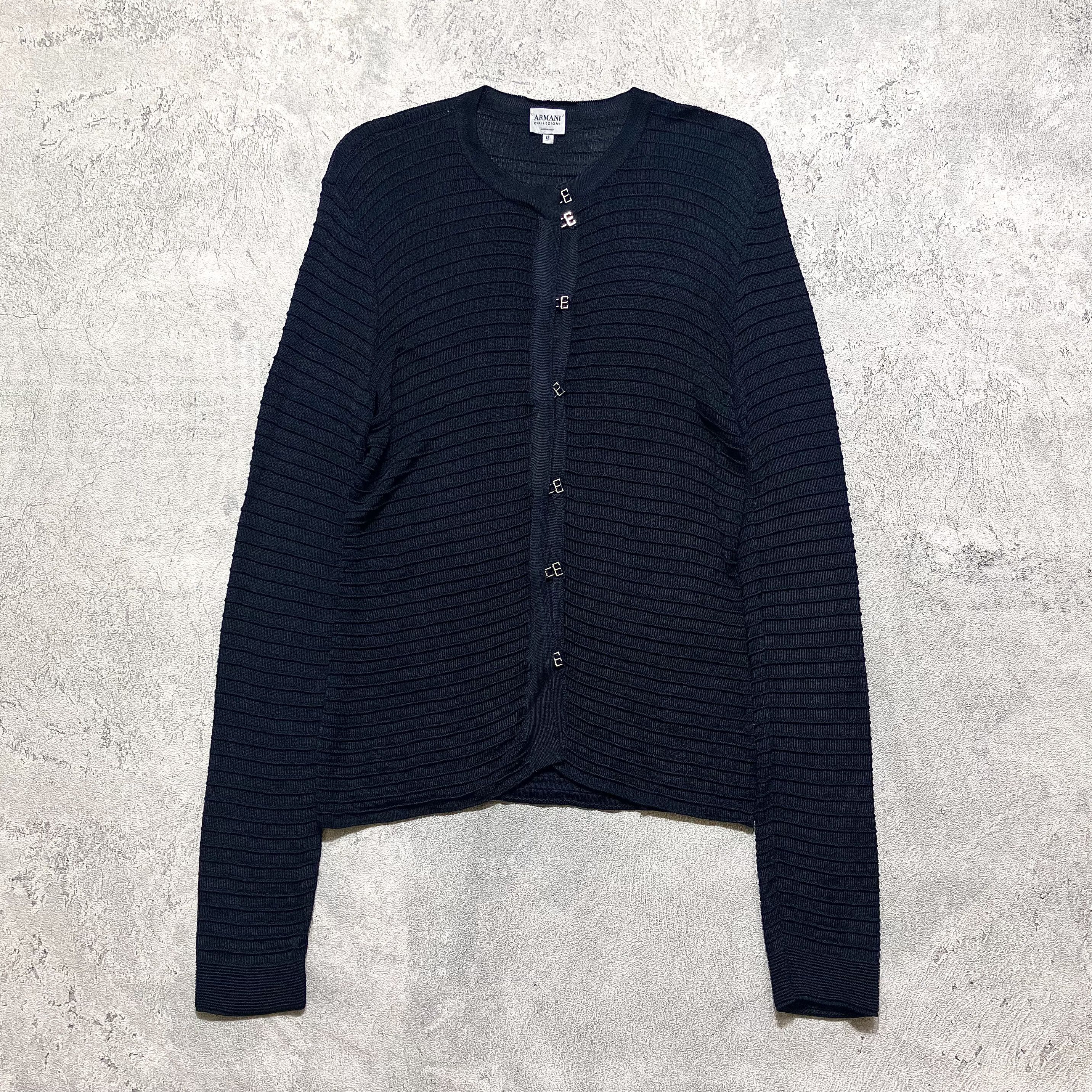 Armani Armani Collezioni navy ribbed knit cardigan Size M / US 6-8 / IT 42-44 - 1 Thumbnail