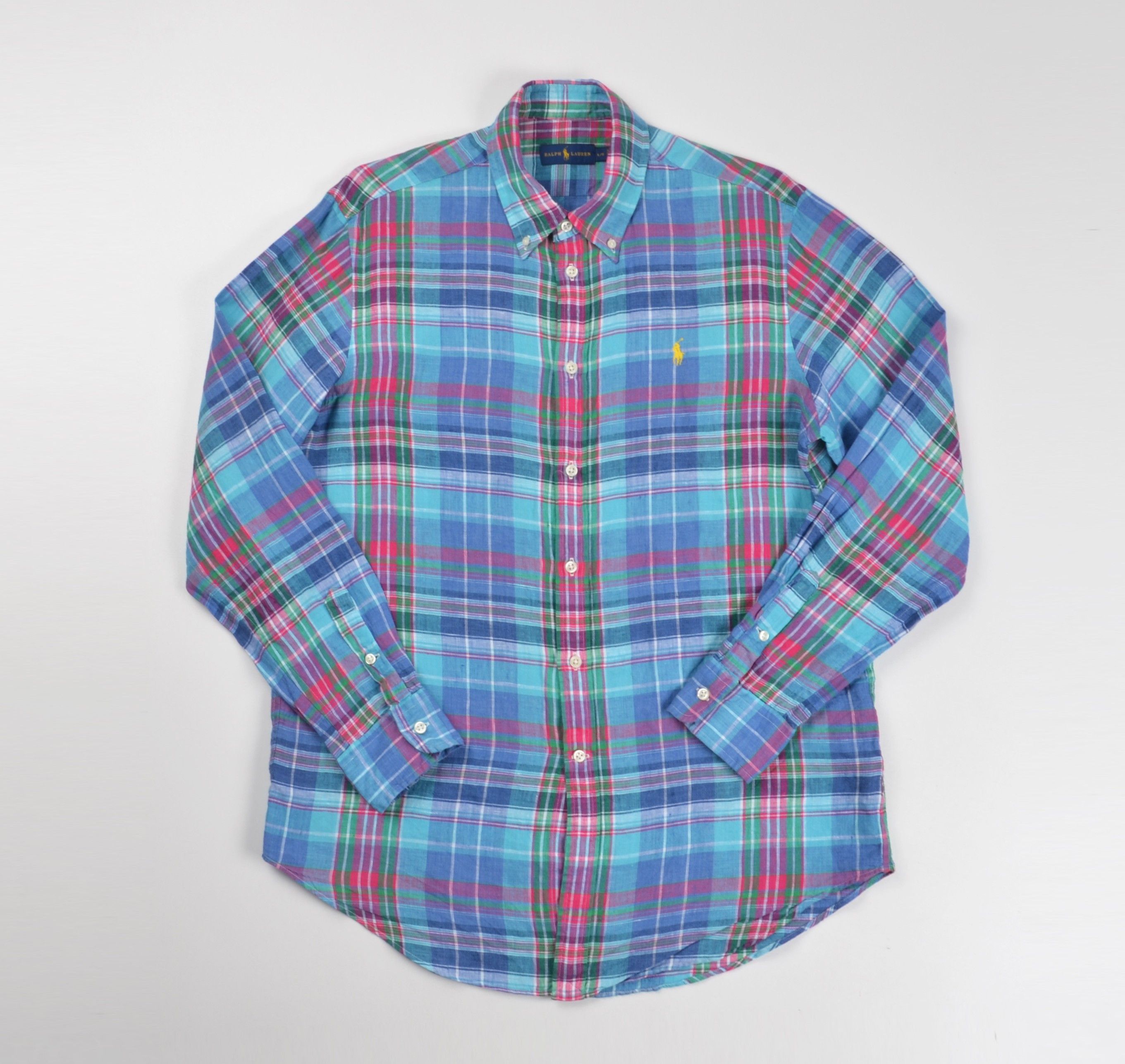 Ralph Lauren Vintage Ralph Lauren Linen Plaid Long Sleeve Shirt Size US L / EU 52-54 / 3 - 1 Thumbnail