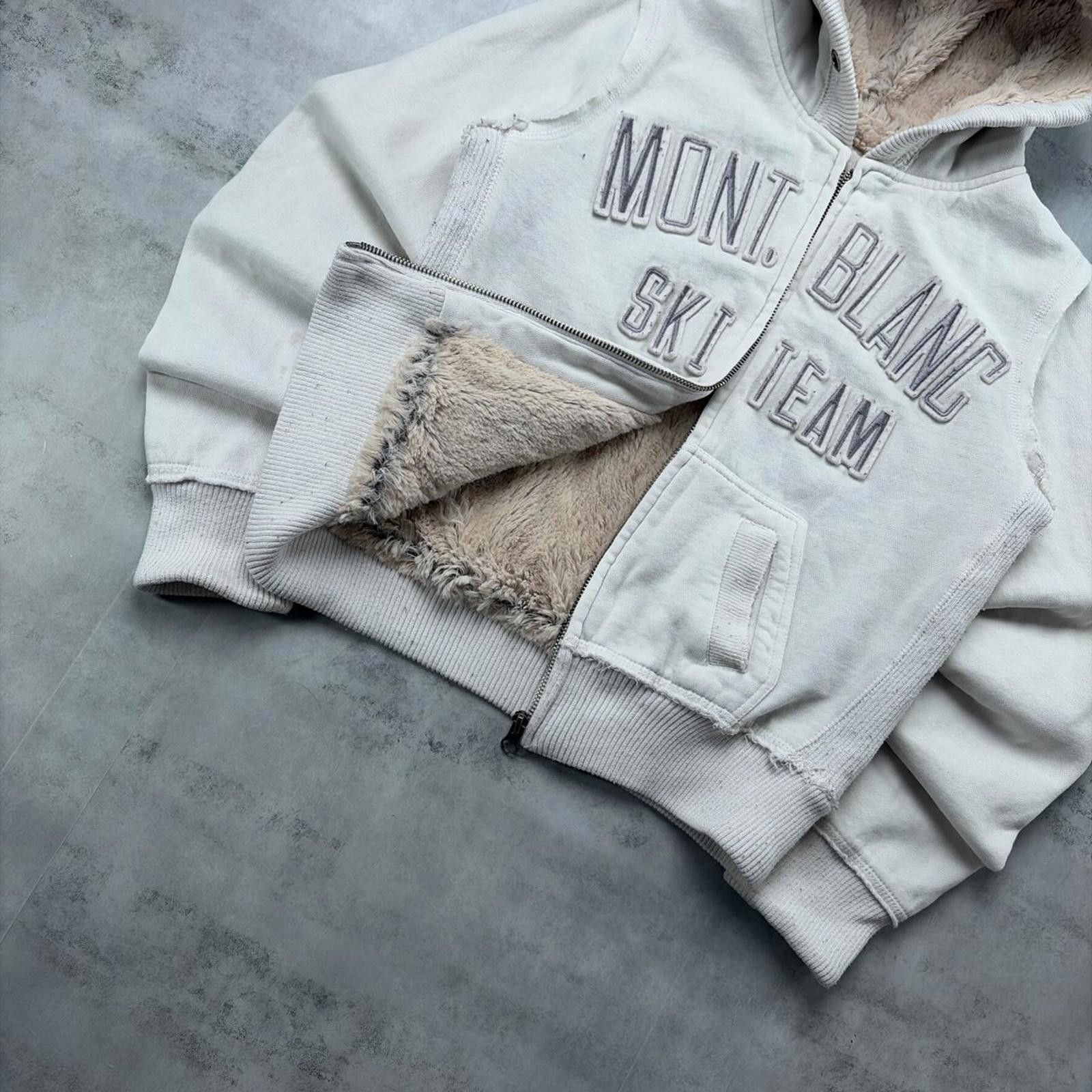 Montblanc Y2K White Mont Blanc Ski Team Grunge Sherpa Zip Up Hoodie Size S / US 4 / IT 40 - 5 Thumbnail