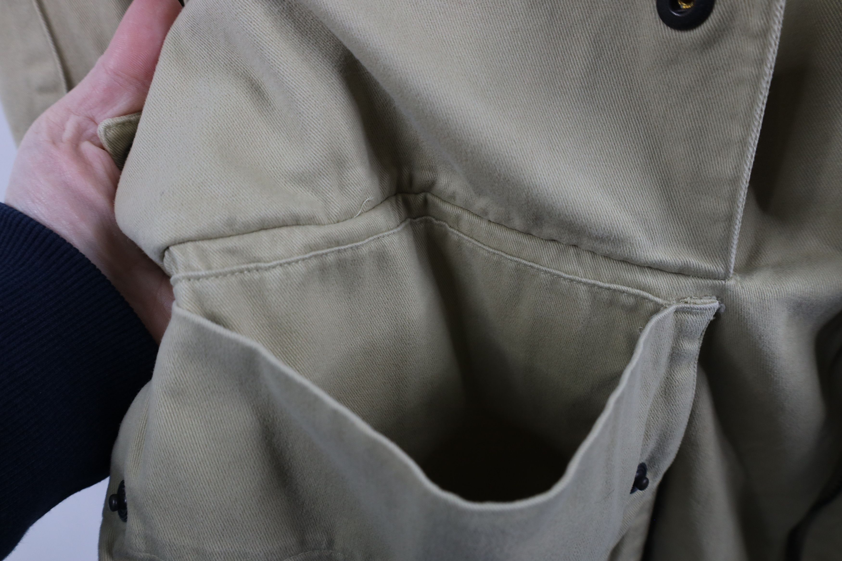Nautica × Vintage Vintage 90s Nautica Leather Collar Chore Barn Jacket Beige Size US L / EU 52-54 / 3 - 7 Thumbnail