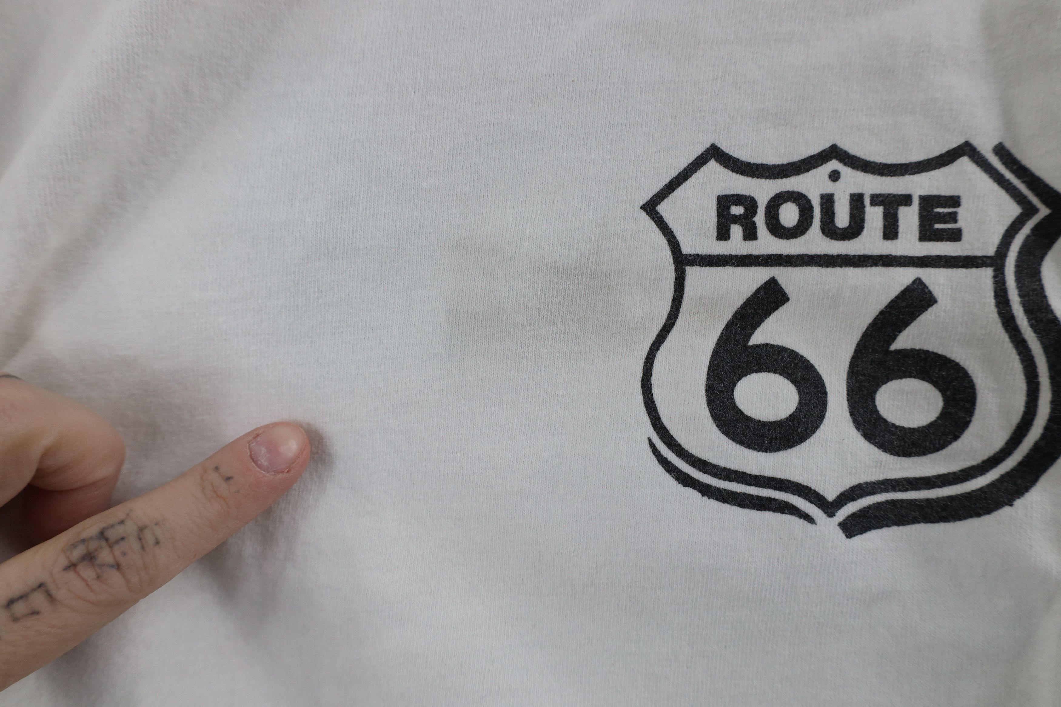 Vintage Vintage 90s Streetwear Spell Out Route 66 T-Shirt White Size US L / EU 52-54 / 3 - 5 Thumbnail