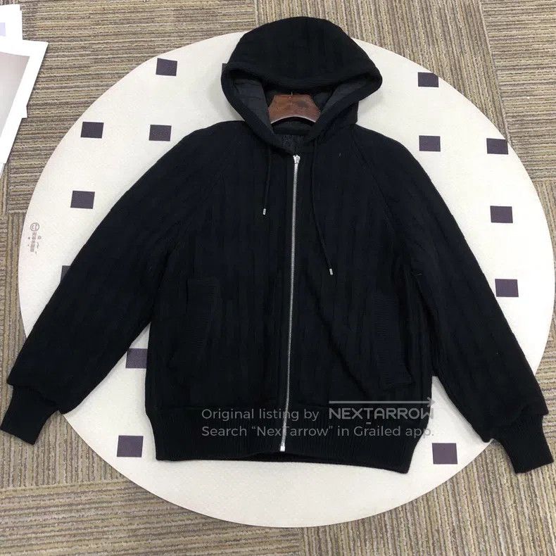 Hermes Hermes Hooded Double-sided Down Knit Jacket, Black Cotton Size XXS / US 00 / IT 34 - 1 Thumbnail
