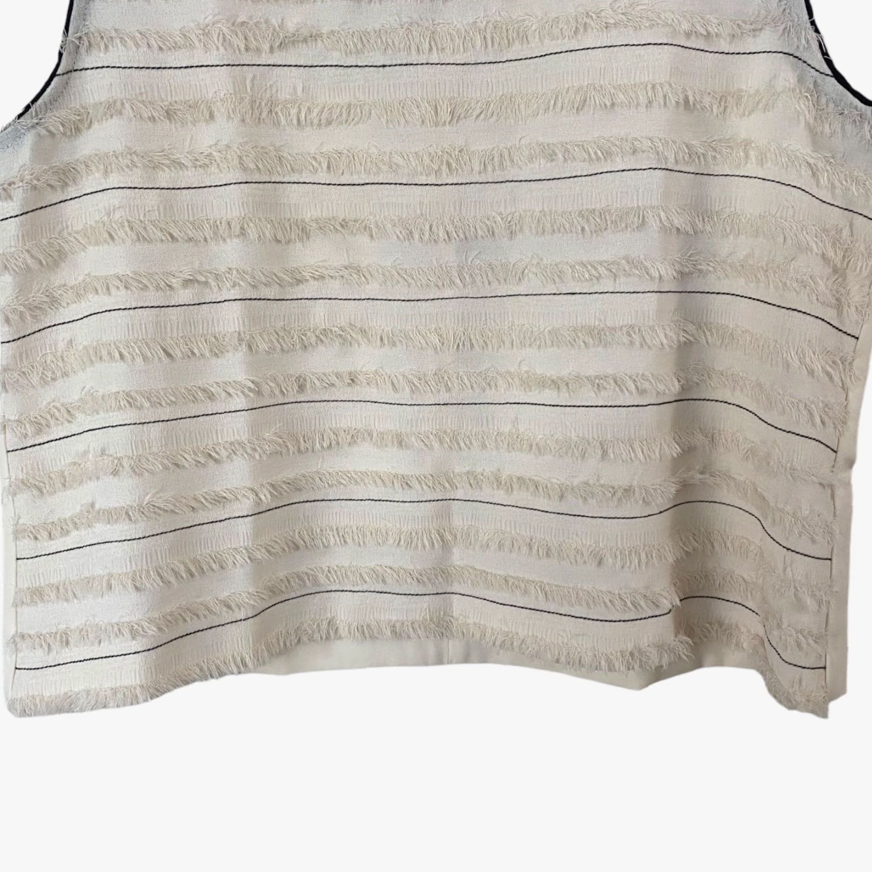 Zara Zara Blouse Adult Large Cream Fringe Sleeveless Tank Zip-Back Womens Size L / US 10 / IT 46 - 7 Thumbnail