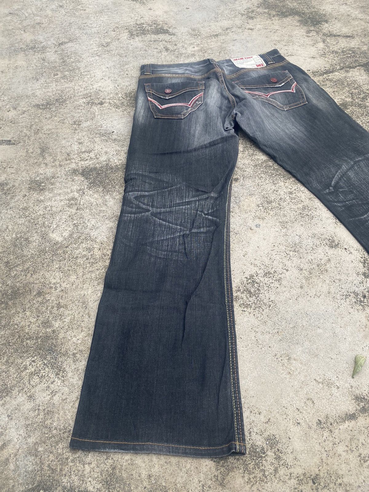 Edwin × Vintage Flare Jeans Vintage y2k Edwin Distress Clawmark Bootcut Size US 35 - 13 Thumbnail