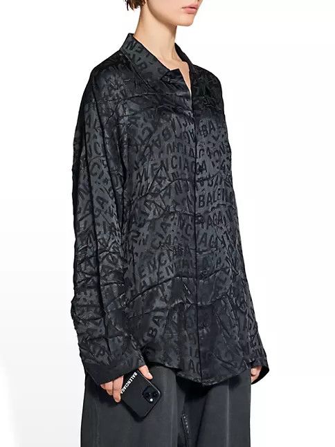 Balenciaga o1mt1gz0924 Logo Strips Minimal Shirt in Black Size S / US 4 / IT 40 - 5 Thumbnail