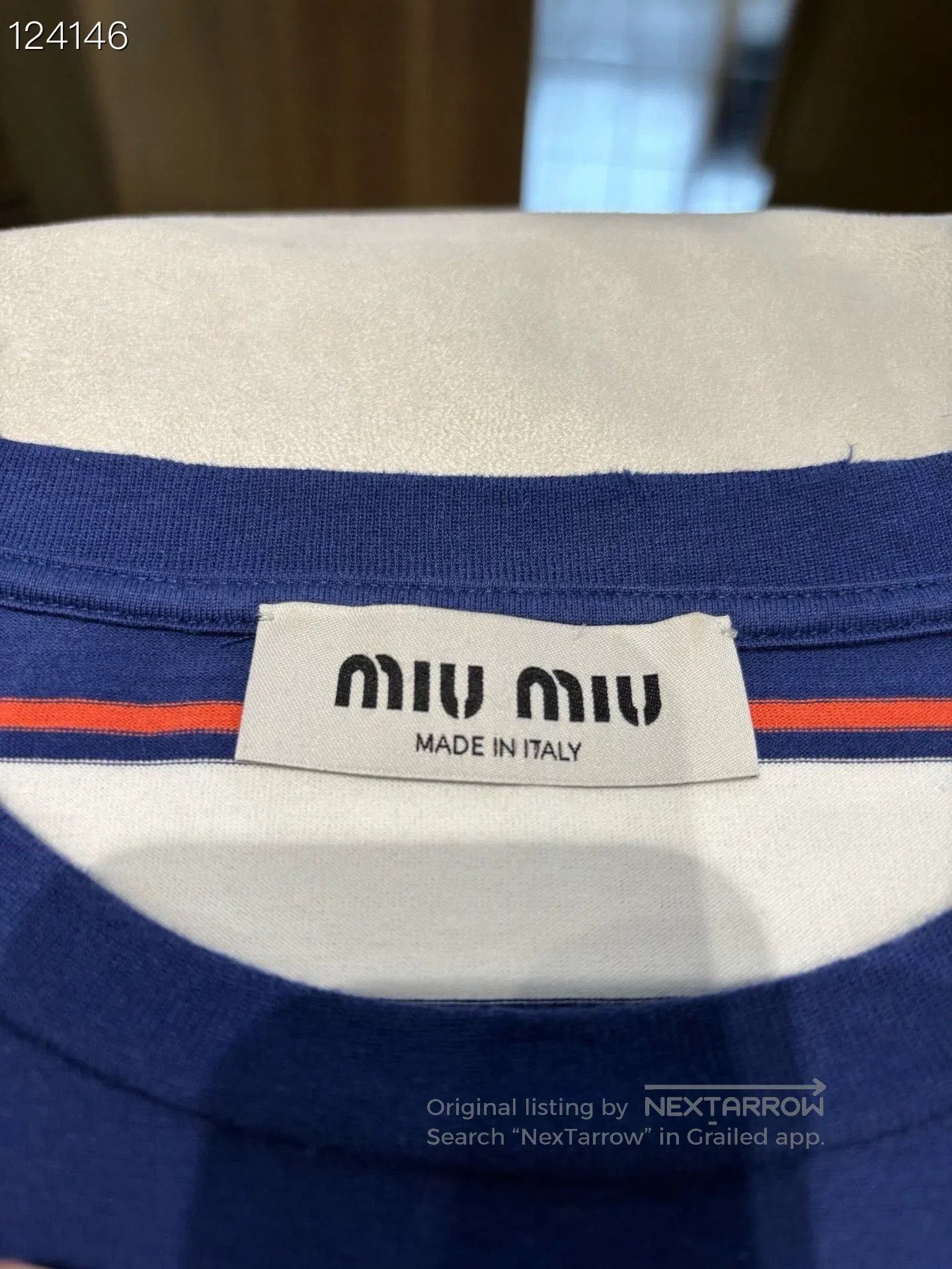 Miu Miu Miu Miu Blue White Striped T. Size L / US 10 / IT 46 - 3 Thumbnail