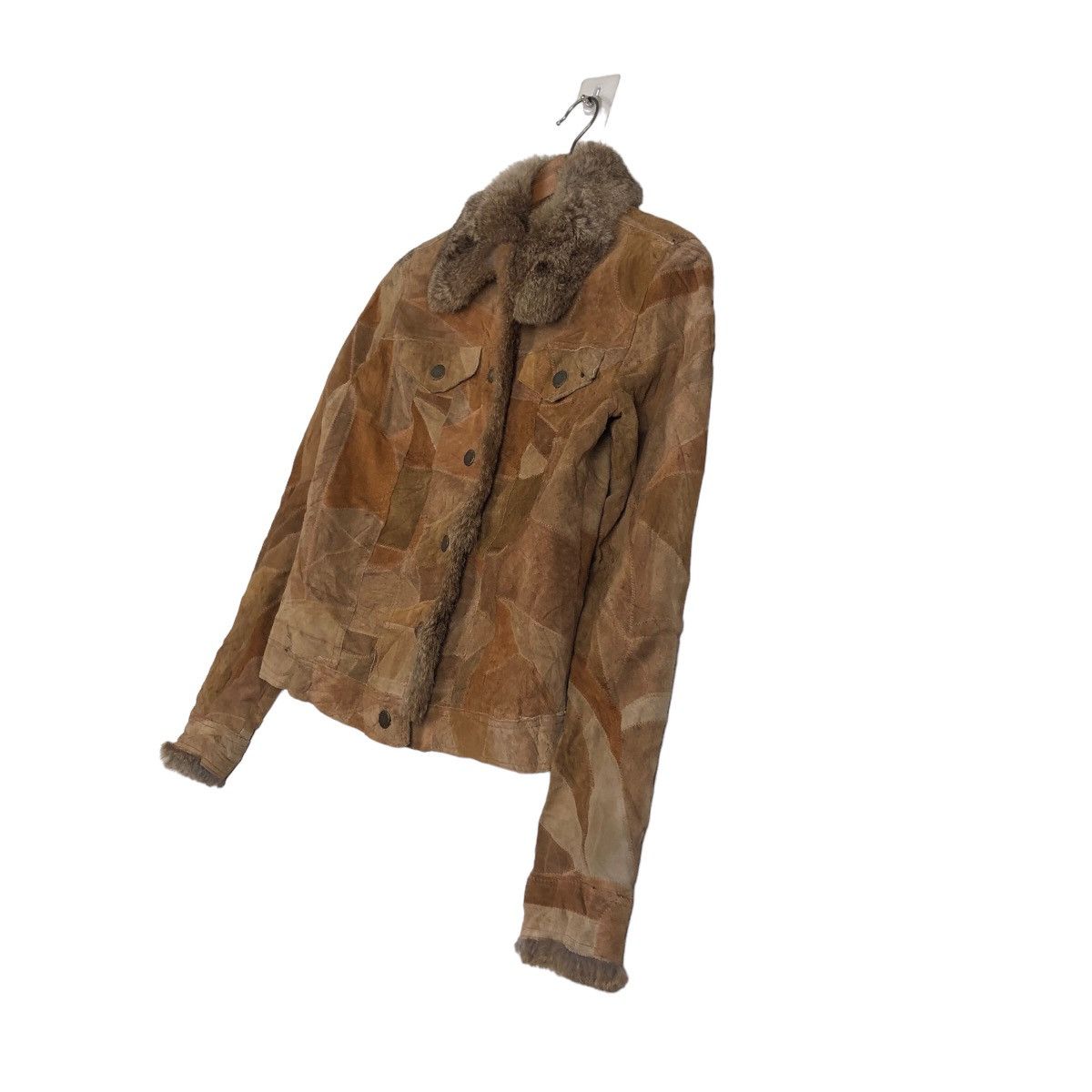Japanese Brand 🔥Cropped Leather Biker Jacket Patch Work Mink Fur Collar Size US M / EU 48-50 / 2 - 2 Thumbnail