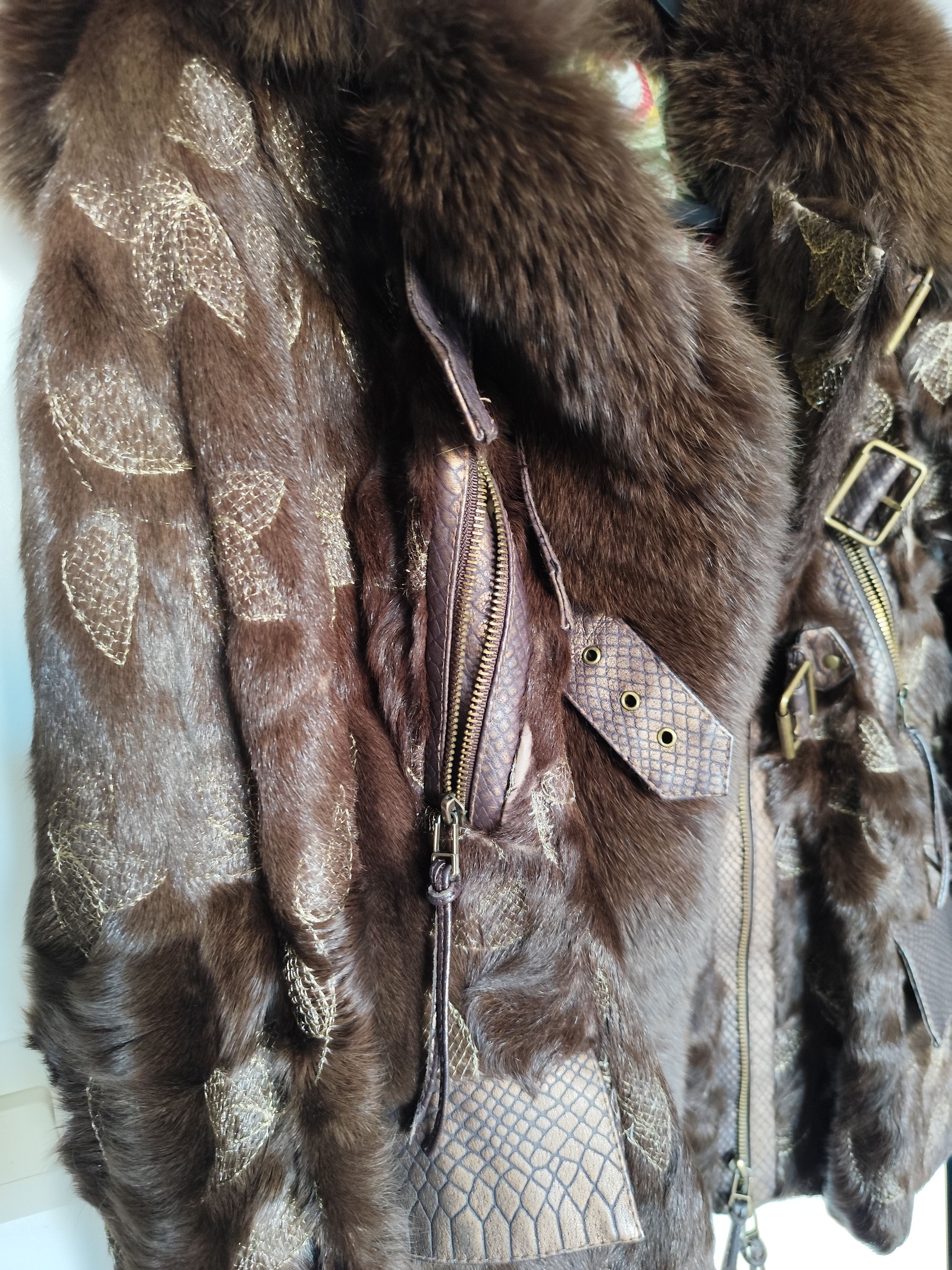 Other Beige fur jacket embroidered Size M / US 6-8 / IT 42-44 - 6 Thumbnail