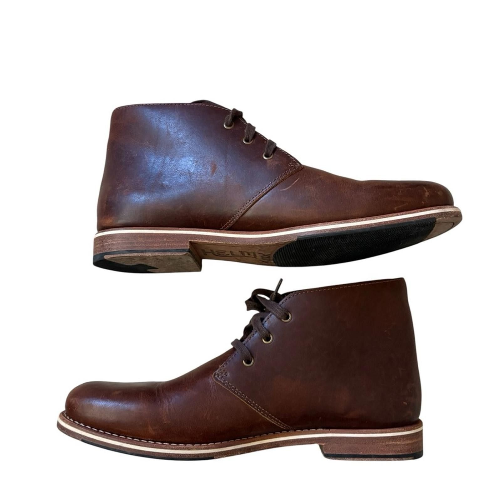 HELM Helm Declan Premium Leather Chukka Boots Rich Brown Size US 11.5 / EU 44-45 - 8 Thumbnail