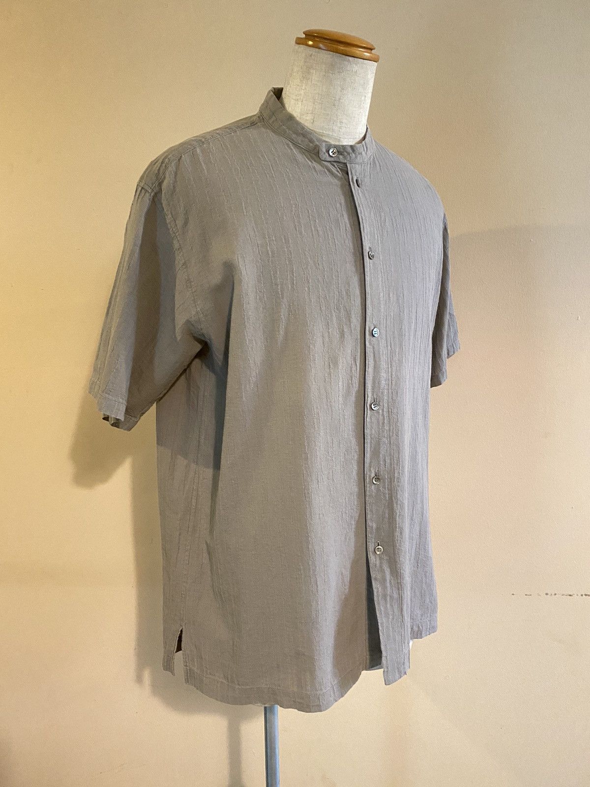 Tete Homme TETE HOMME short-sleeved mandarin collar shirt gray Size US L / EU 52-54 / 3 - 1 Thumbnail