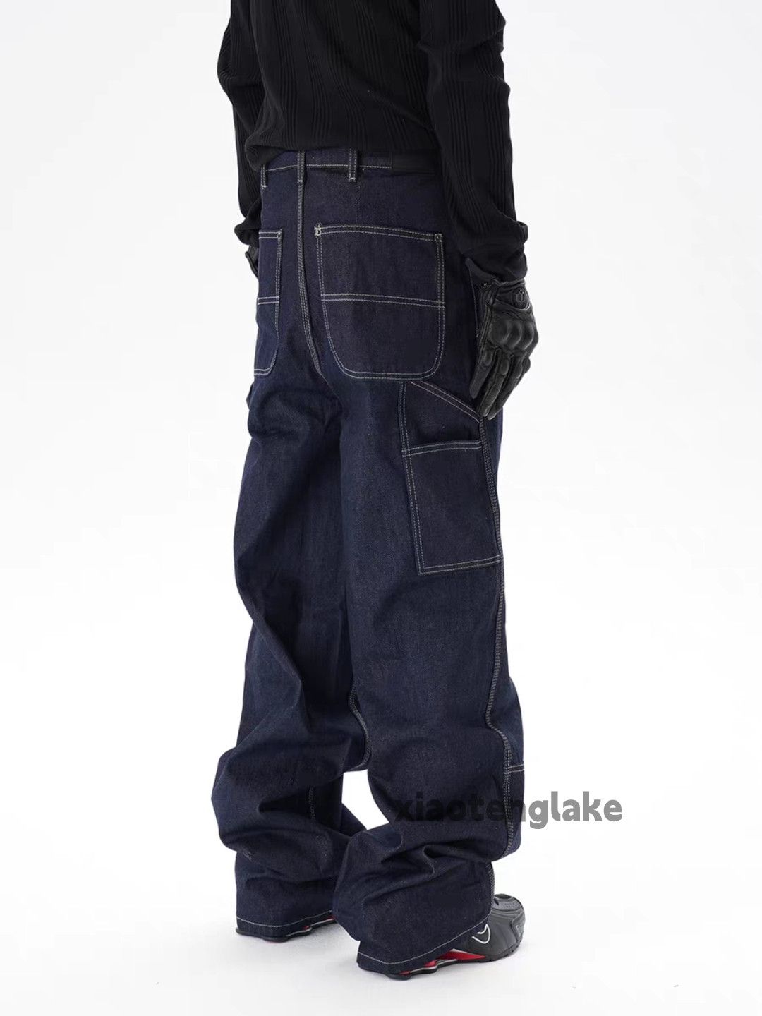 Jean Unisex utility loose baggy skate hiphop carpenter jeans Size US 32 / EU 48 - 4 Thumbnail