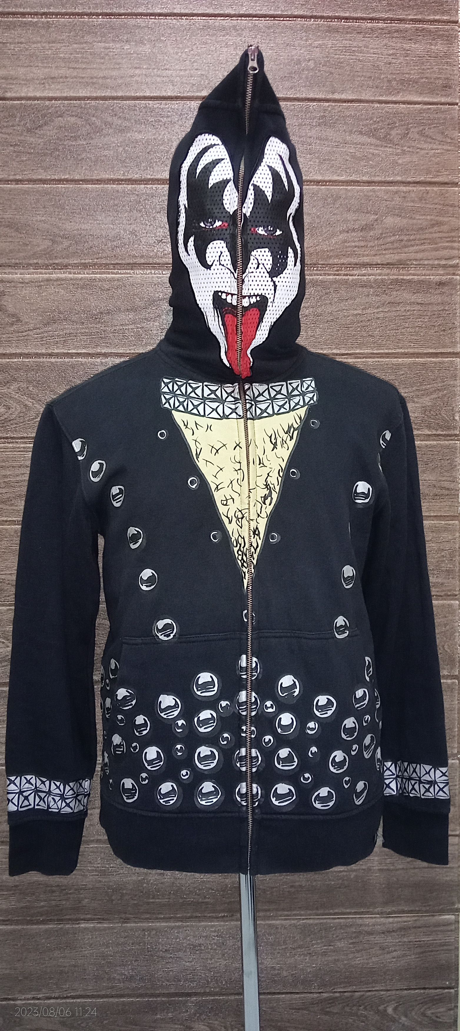 image of Band Tees x Kiss Vintage Volcom X Kiss Band Gene Simmons Hoodie Very in Black, Men's (Size Small)