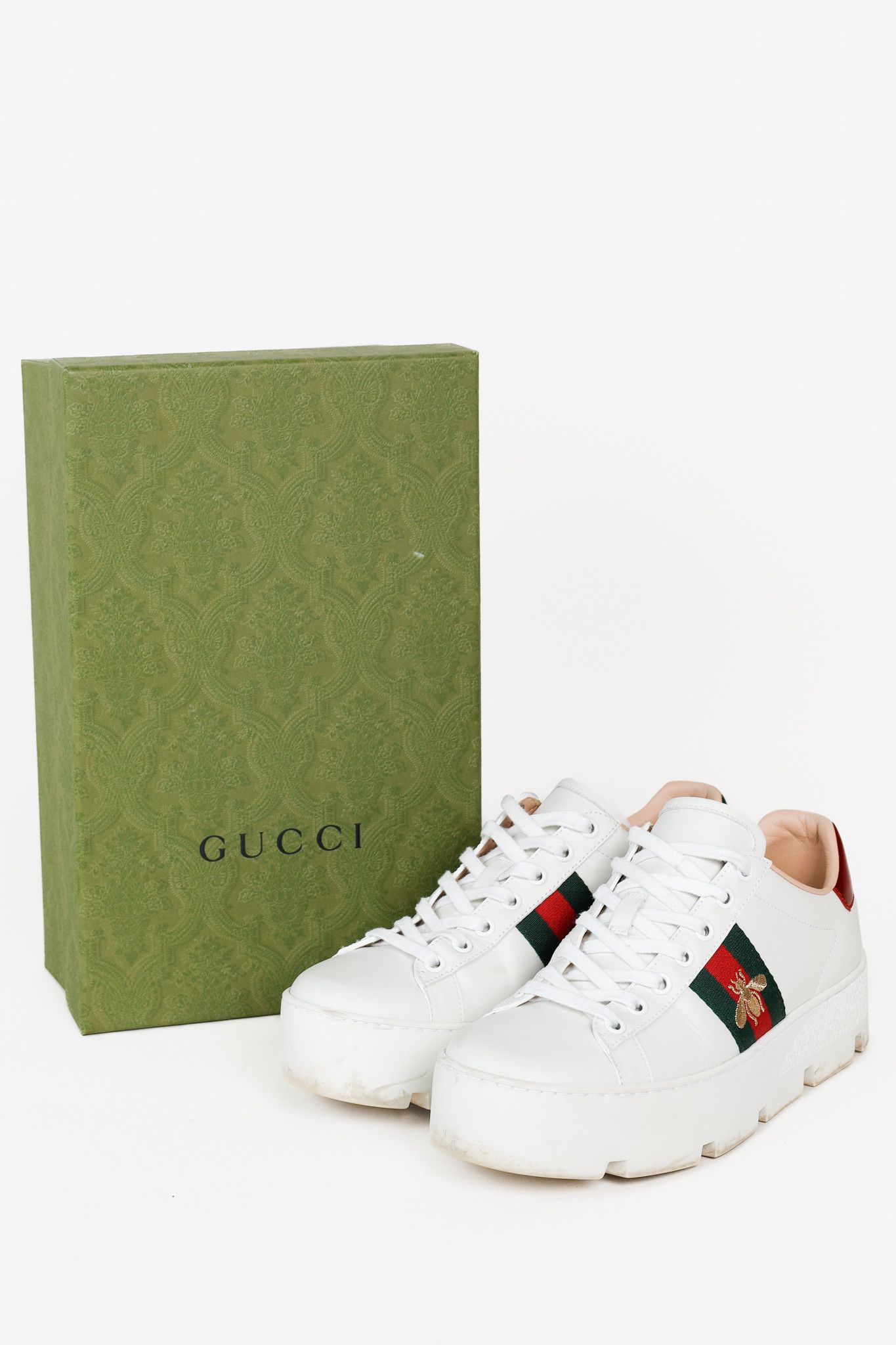 Gucci Gucci Ace White Leather Platform Sneakers Size US 7 / IT 37 - 12 Thumbnail