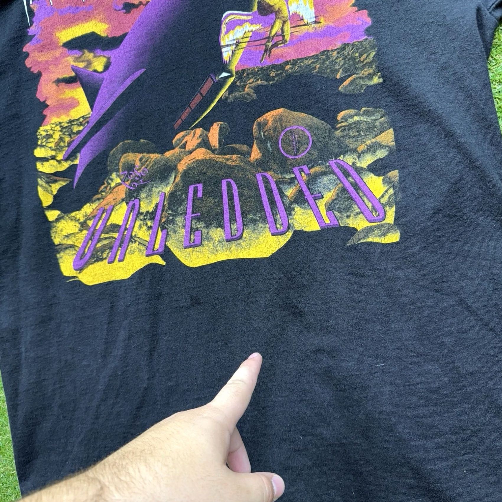 Fruit Of The Loom VINTAGE Fruit of the Loom Unledded Shirt Mens XL Black Robert Plant Jimmy Page No Quarter Tour 90s Shirt Mens XL Black 90s Mens VINTAGE Size US XL / EU 56 / 4 - 4 Thumbnail