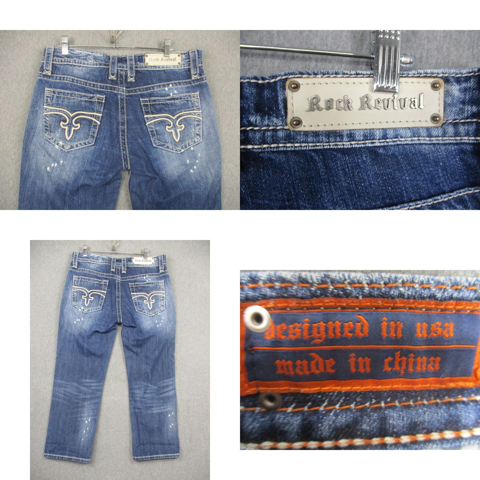 Vintage Rock Revival Jeans Womens 29 Blue Emilie Boyfriend Distressed Selvedge Size 29" - 8 Thumbnail
