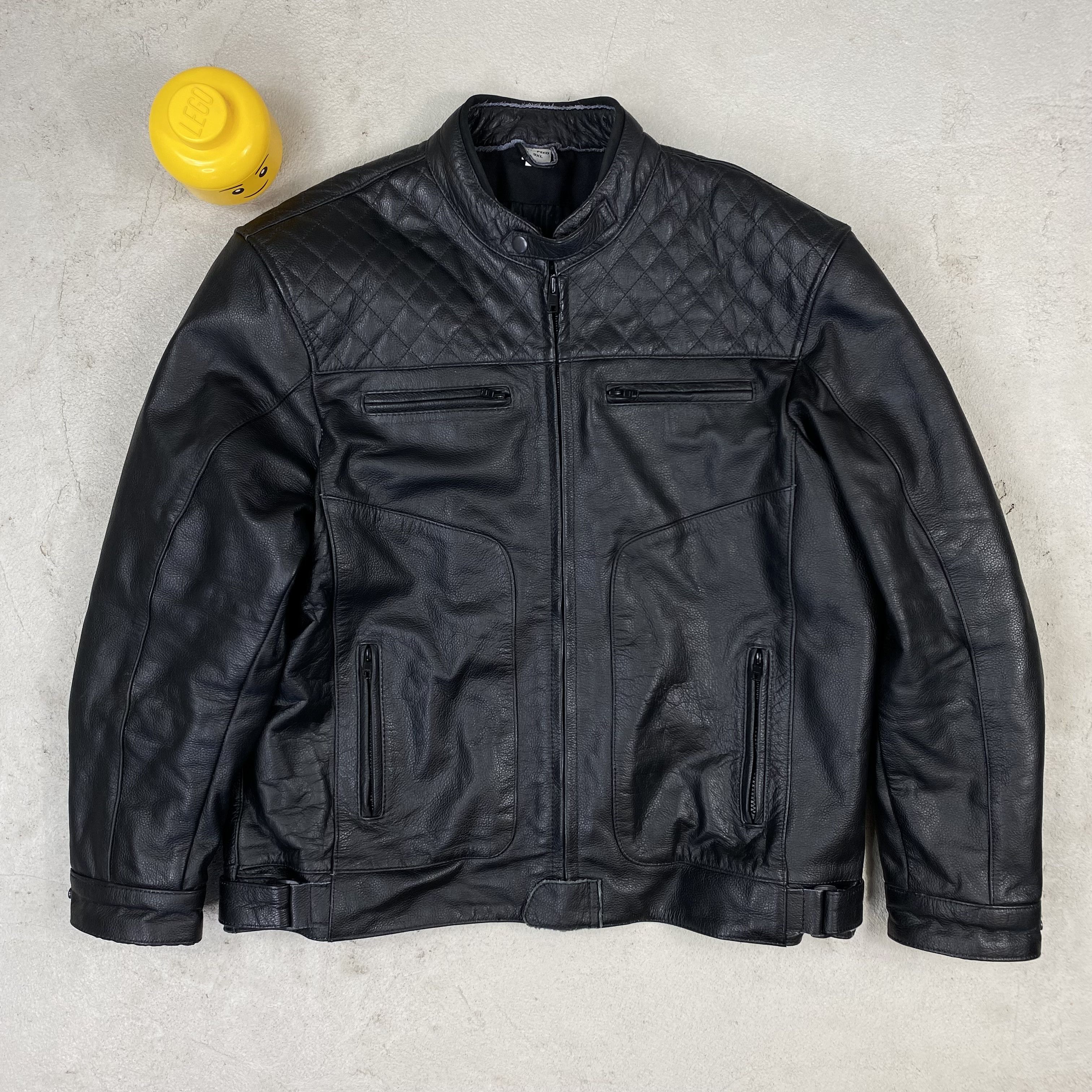 Genuine Leather racing leather Jacket moto real biker Y2K Size US XXL / EU 58 / 5 - 4 Thumbnail