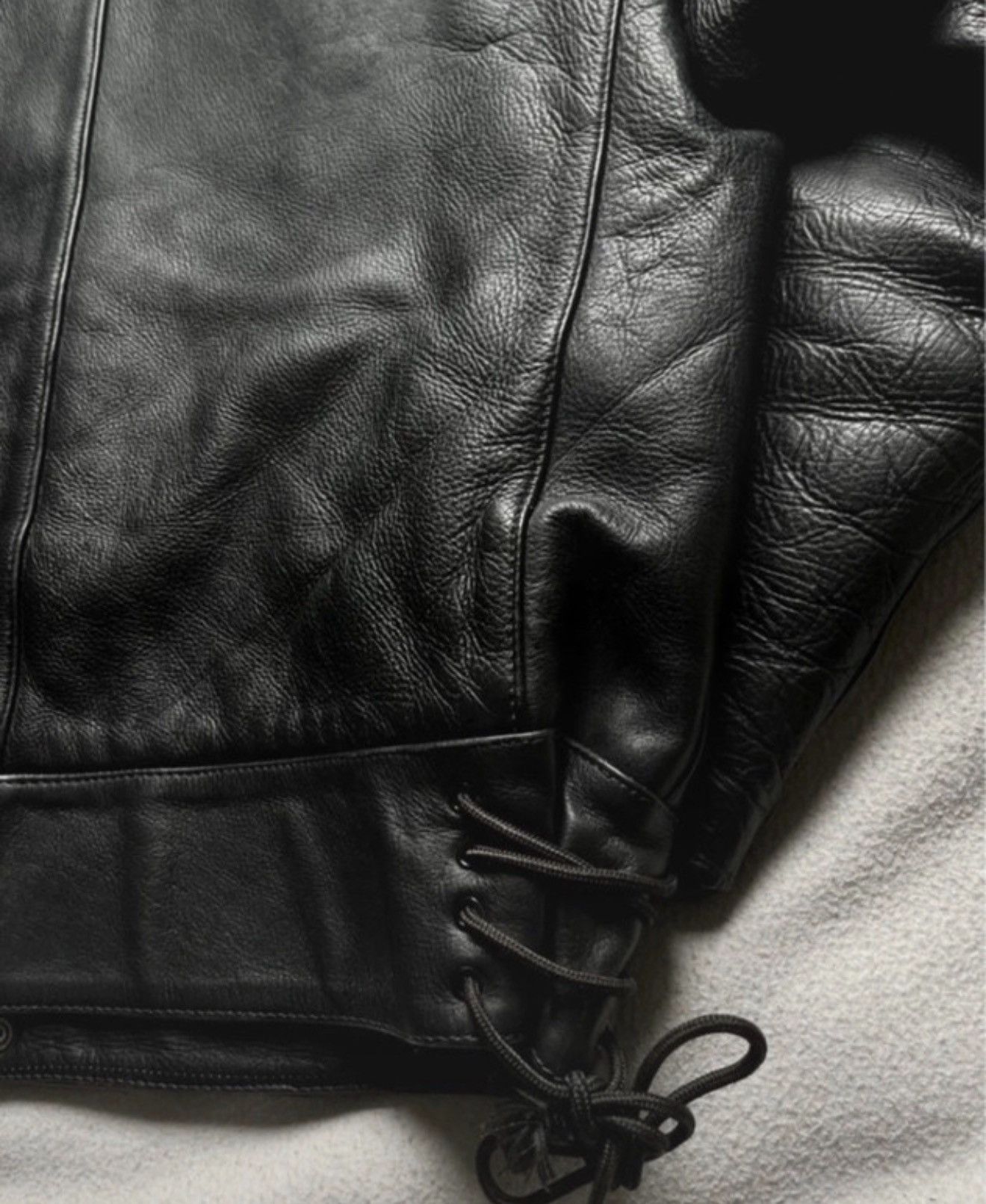 Vintage Vintage Archive 1980s Cropped Leather Military Jacket Size US L / EU 52-54 / 3 - 4 Thumbnail