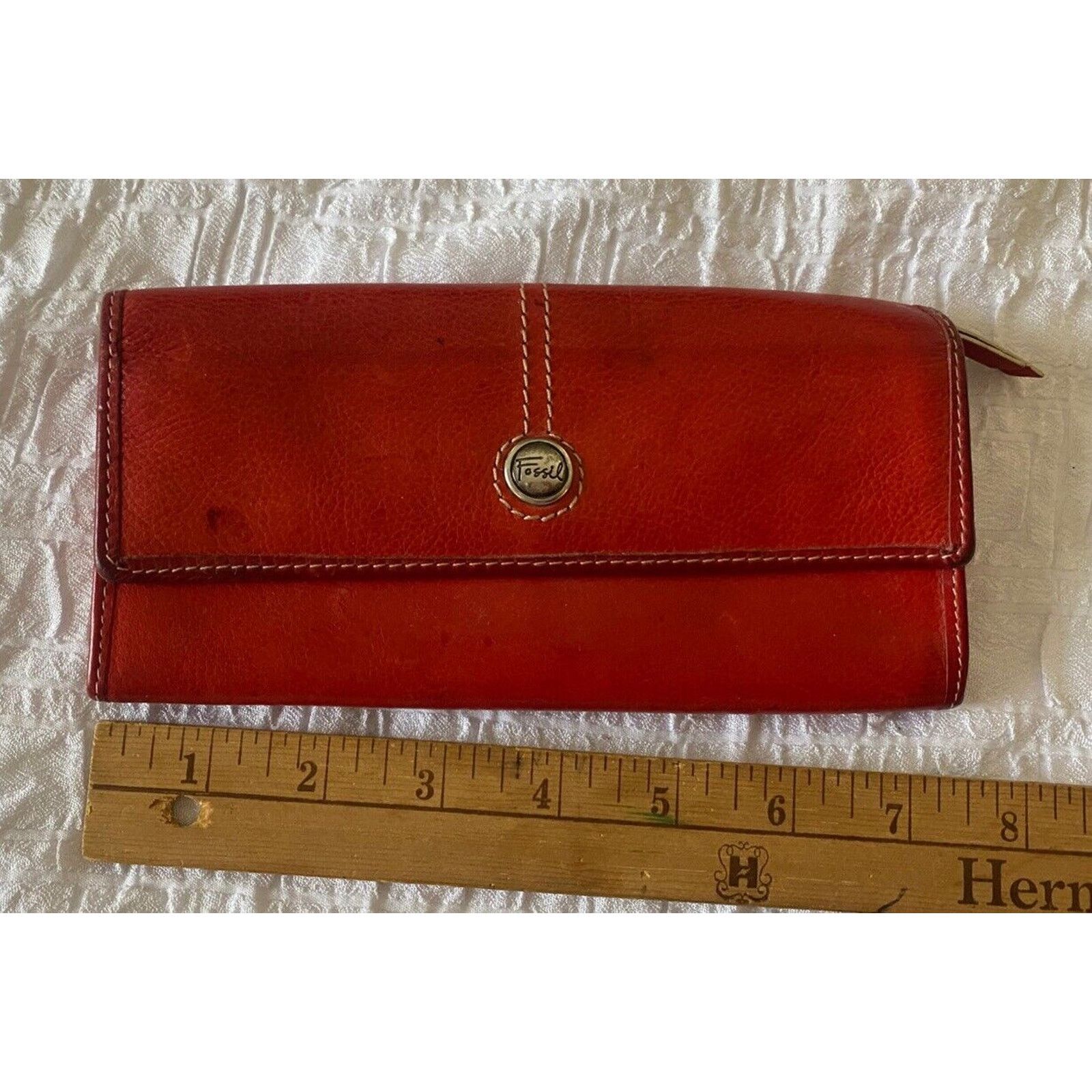 Fossil Fossil Trifold Full Size Wallet Soft Red Leather Womens Size ONE SIZE - 5 Thumbnail