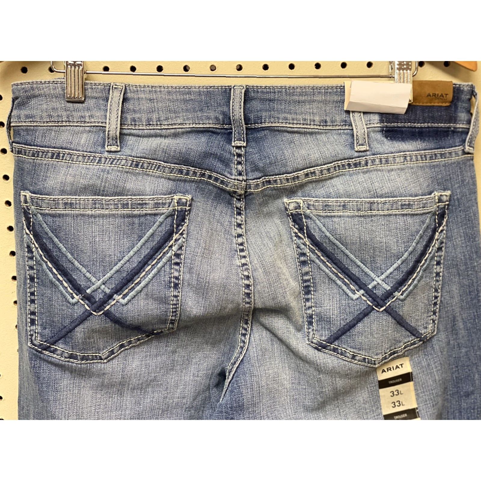 Ariat Ariat Jeans Mens 33” W 34” L Bombshell Perfect Rise Frayed Cuff Denim Straight Blue Denim 34” L Size US 33 - 4 Thumbnail