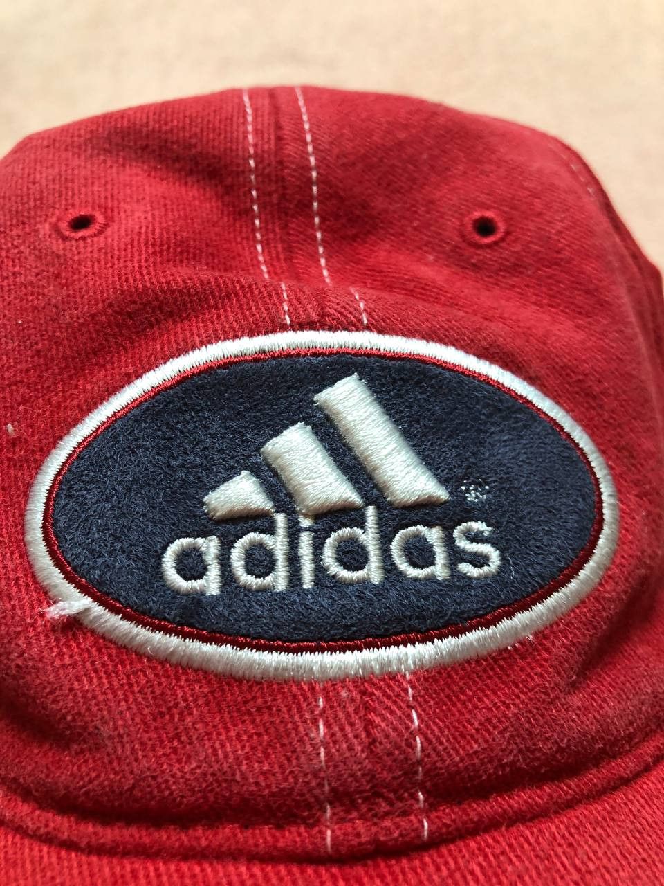 Adidas Cap red Y2K Hats big logo Adidas Vintage streetwear Size ONE SIZE - 5 Thumbnail