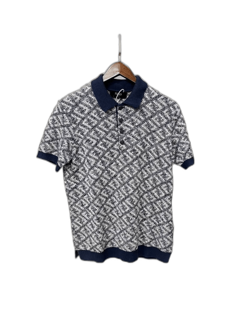 Fendi Fendi Blue and White Mosaic Print Polo Size US L / EU 52-54 / 3 - 1 Thumbnail