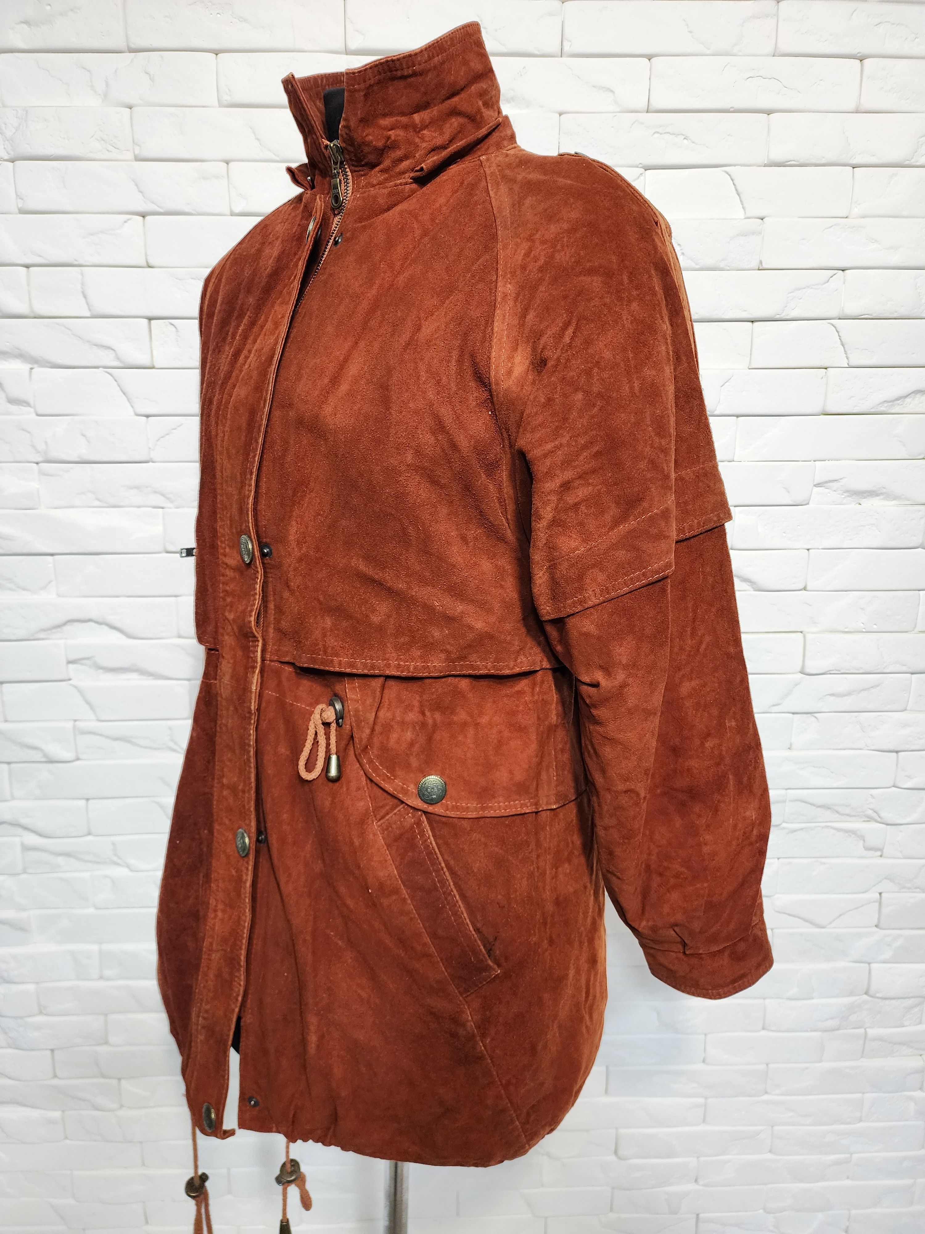 Genuine Leather Vintage Brown Suede Leather Jacket: Size L / US 10 / IT 46 - 3 Thumbnail