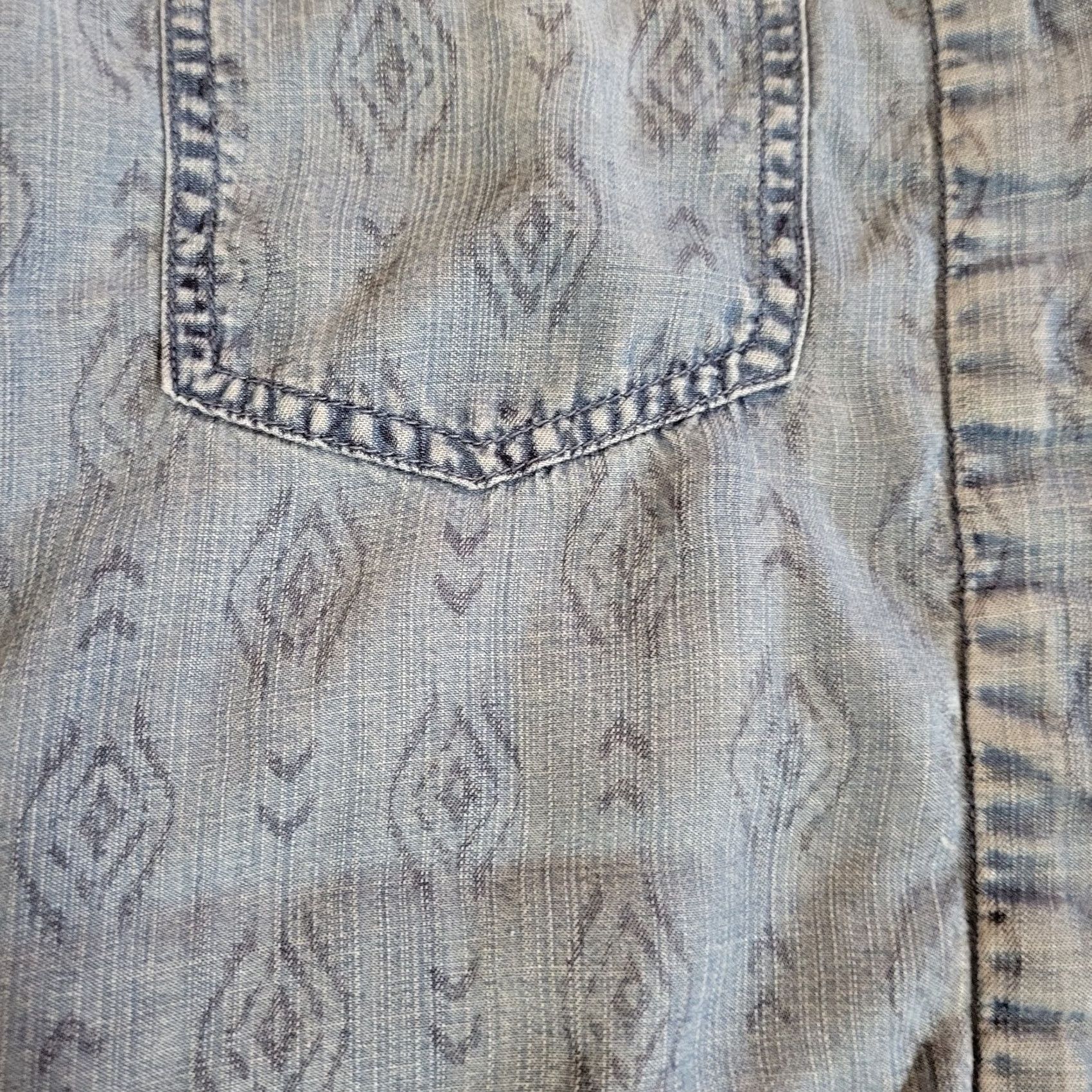 Denime Cloth & Stone Top Shirt Womens Medium Blue Chambray Southwest Aztec Casual Shirt Womens M Blue Southwestern Pattern Button Front Blouse Size M / US 6-8 / IT 42-44 - 6 Thumbnail