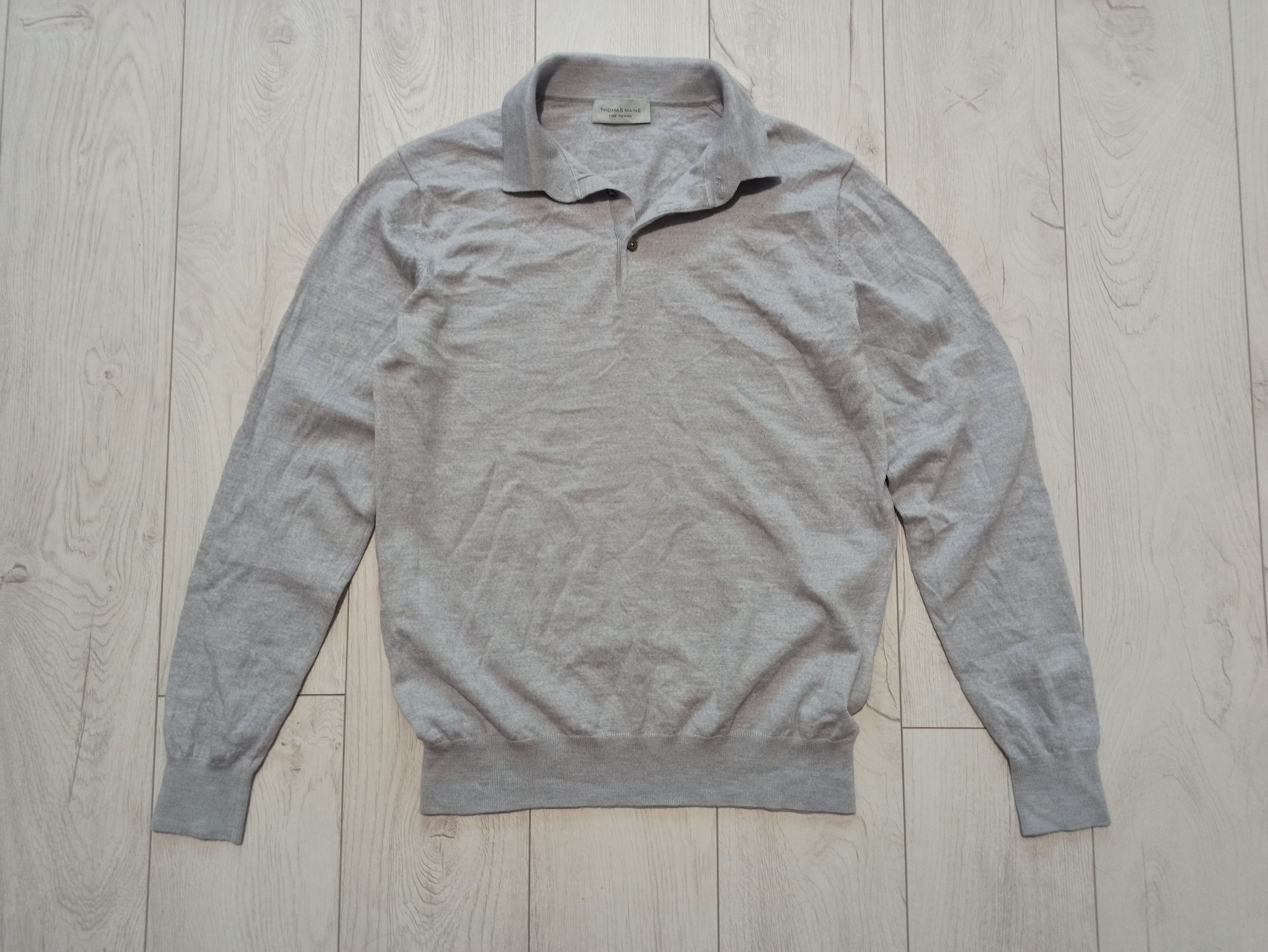 Designer Thomas Maine wool longsleeve polo shirt Size US M / EU 48-50 / 2 - 1 Thumbnail