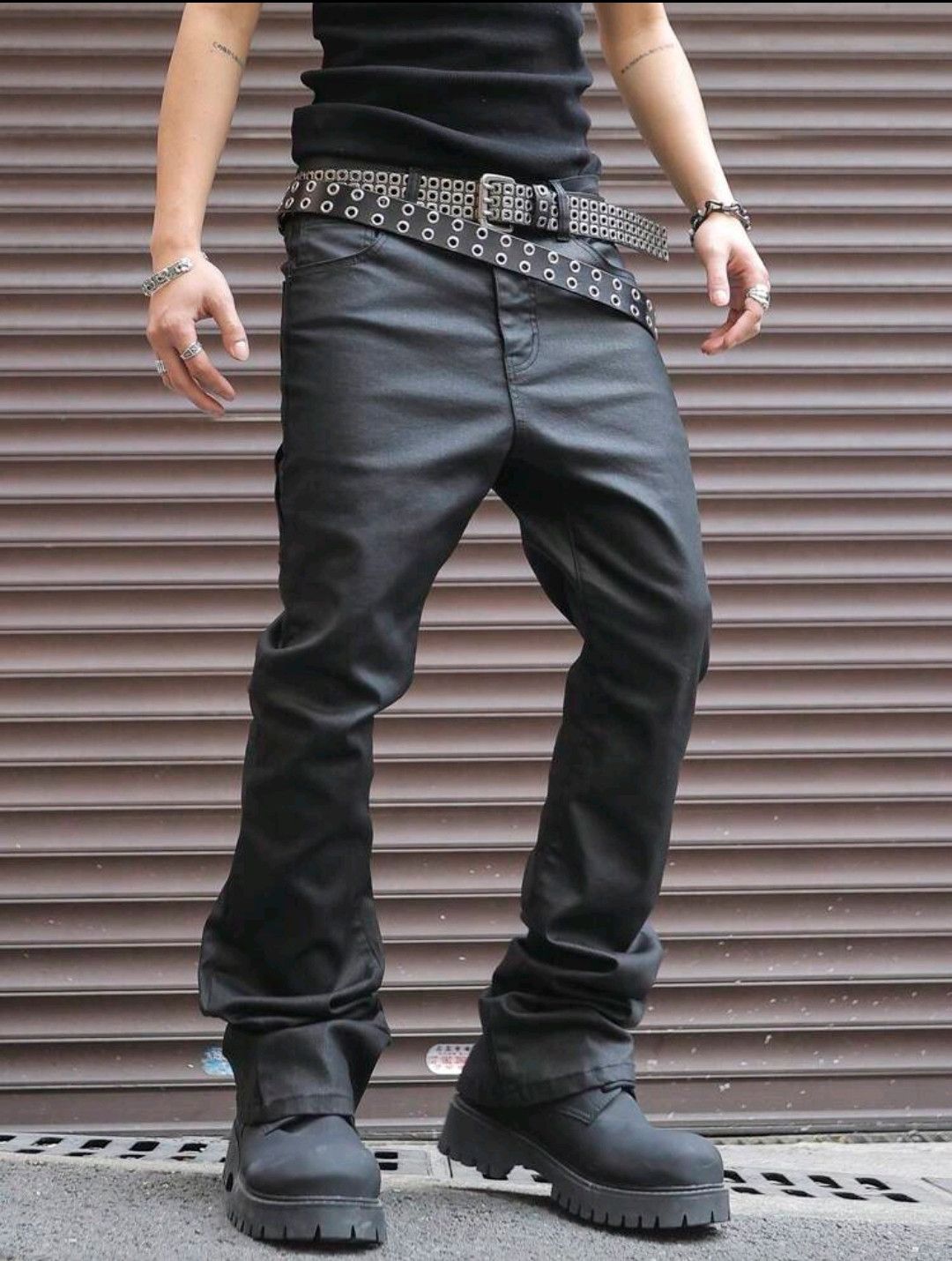 Jean Black solid simple color Jeans Size US 37 - 5 Thumbnail