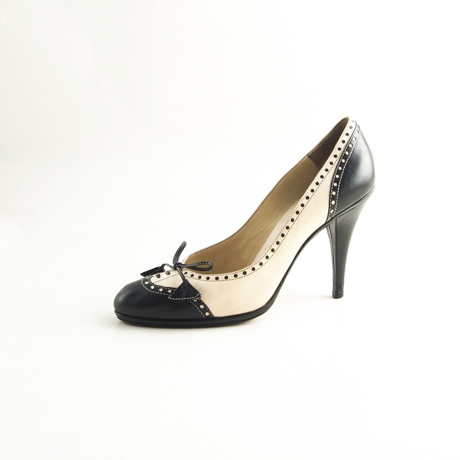 Moschino Moschino Heels Black Ivory Leather Womens US 8 EU 38 Size US 8 / IT 38 - 1 Thumbnail