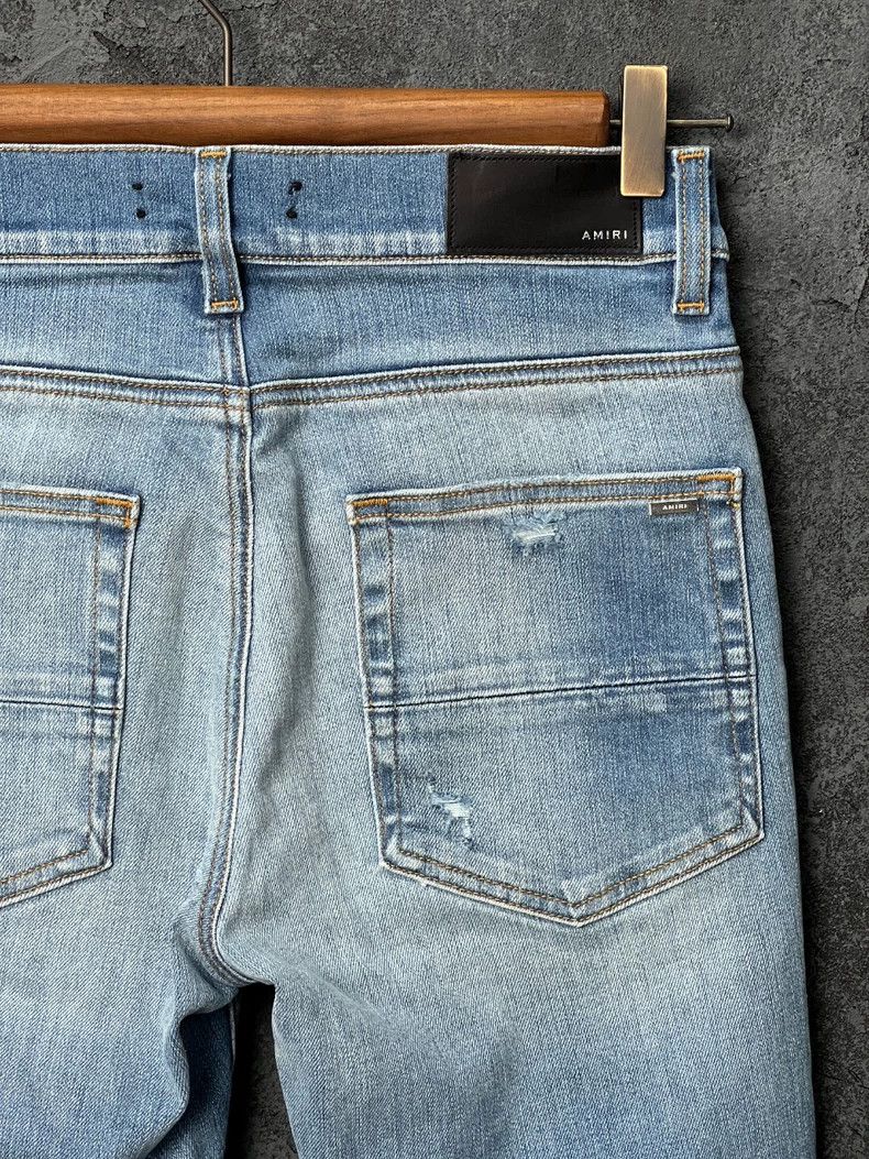 Amiri Amiri Leather label logo distressed jeans Size US 29 - 6 Thumbnail
