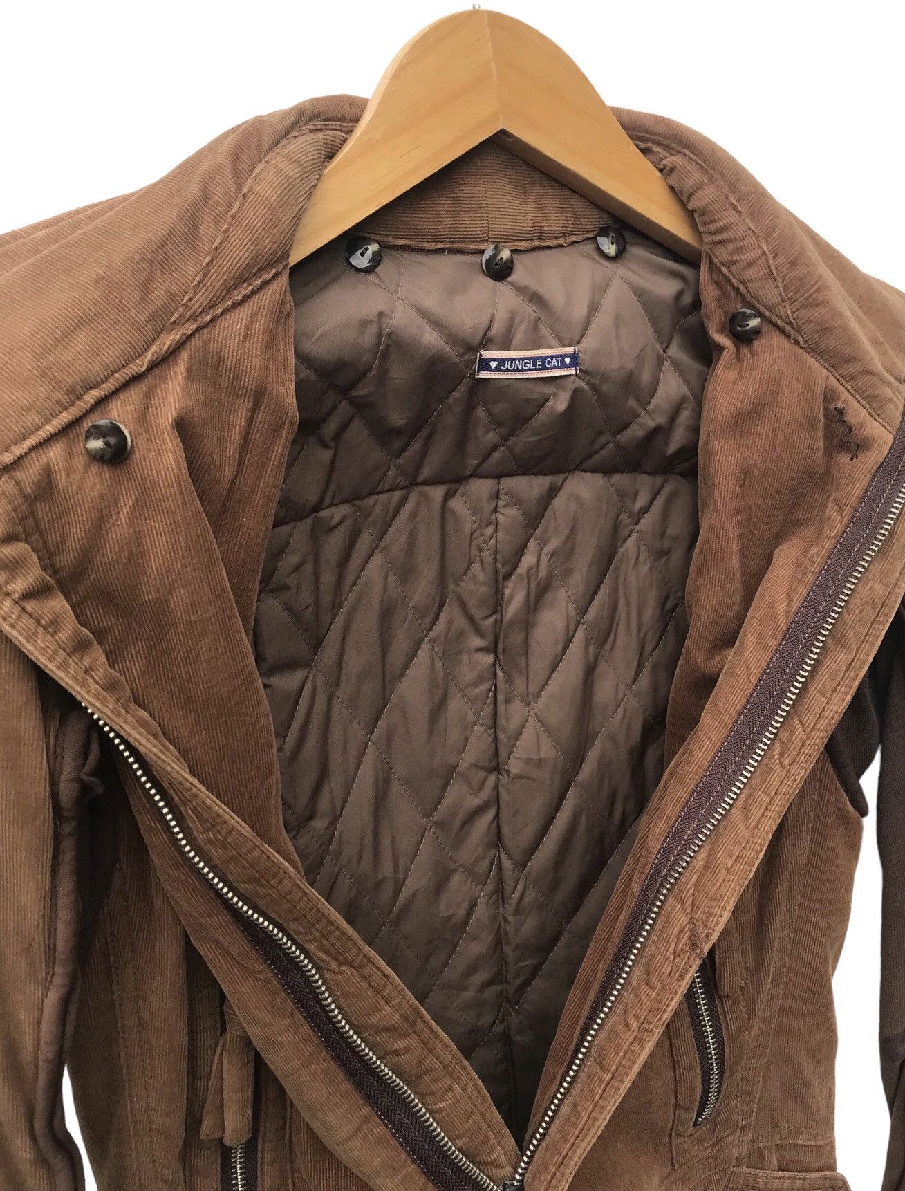Japanese Brand Jungle Cat Distressed Corduroy Women Jacket ( 16”X22” ) Size S / US 4 / IT 40 - 3 Thumbnail